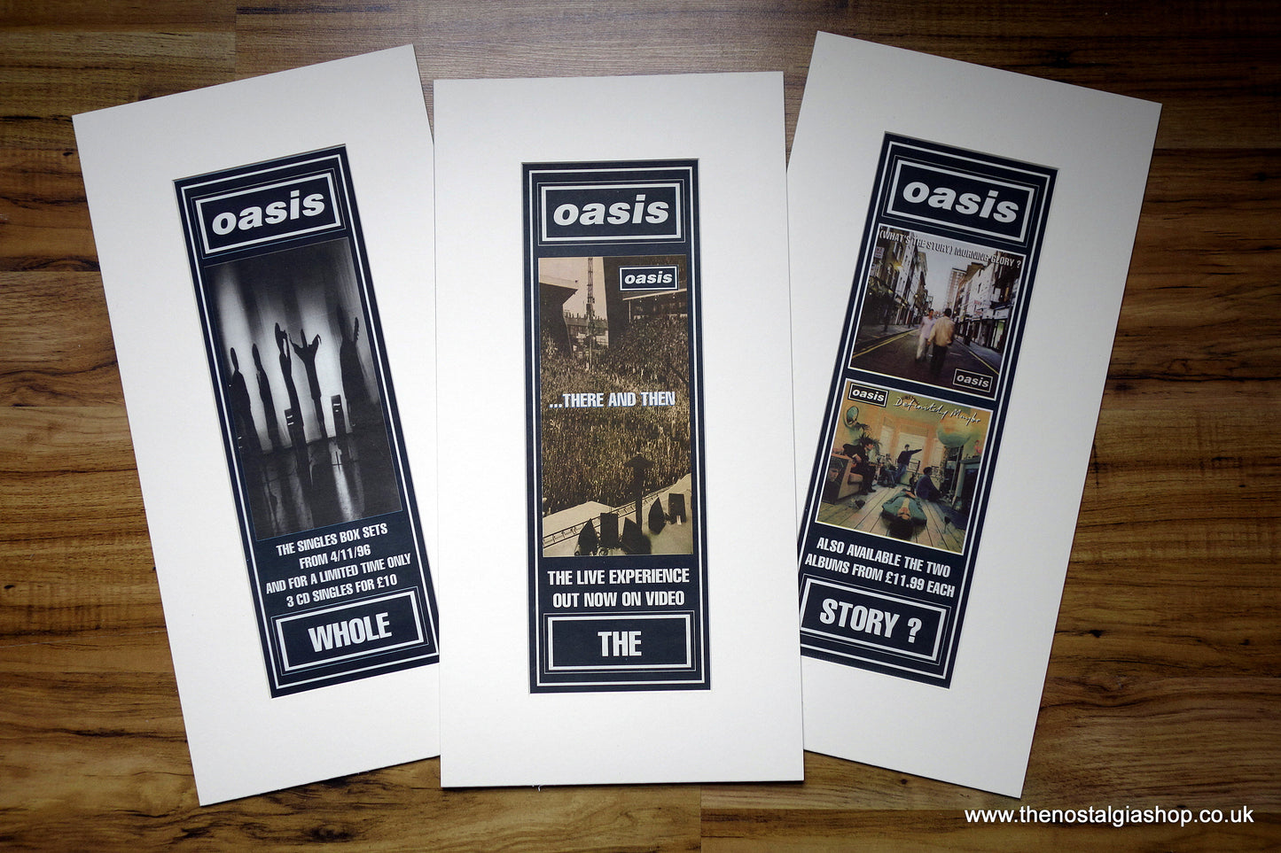 Oasis. The Whole Story. Set of 3 Original Adverts 1996 (ref AD200049)