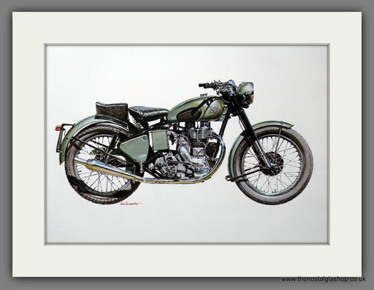 Royal Enfield Bullet 350cc 1952. Motorcycle Print 1970's (ref PR3047)