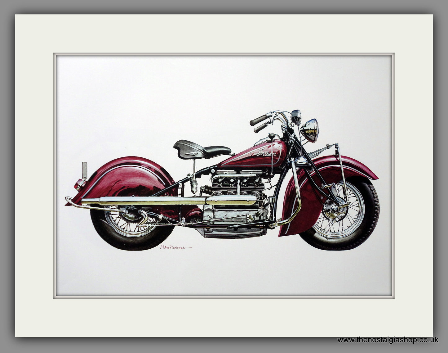 Indian 4 1938. Motorcycle Print 1970's (ref PR3059)