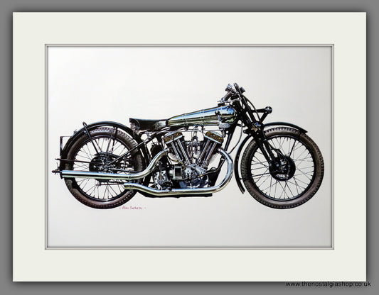 Brough Superior SS100 1929. Motorcycle Print 1970's (ref PR3066)