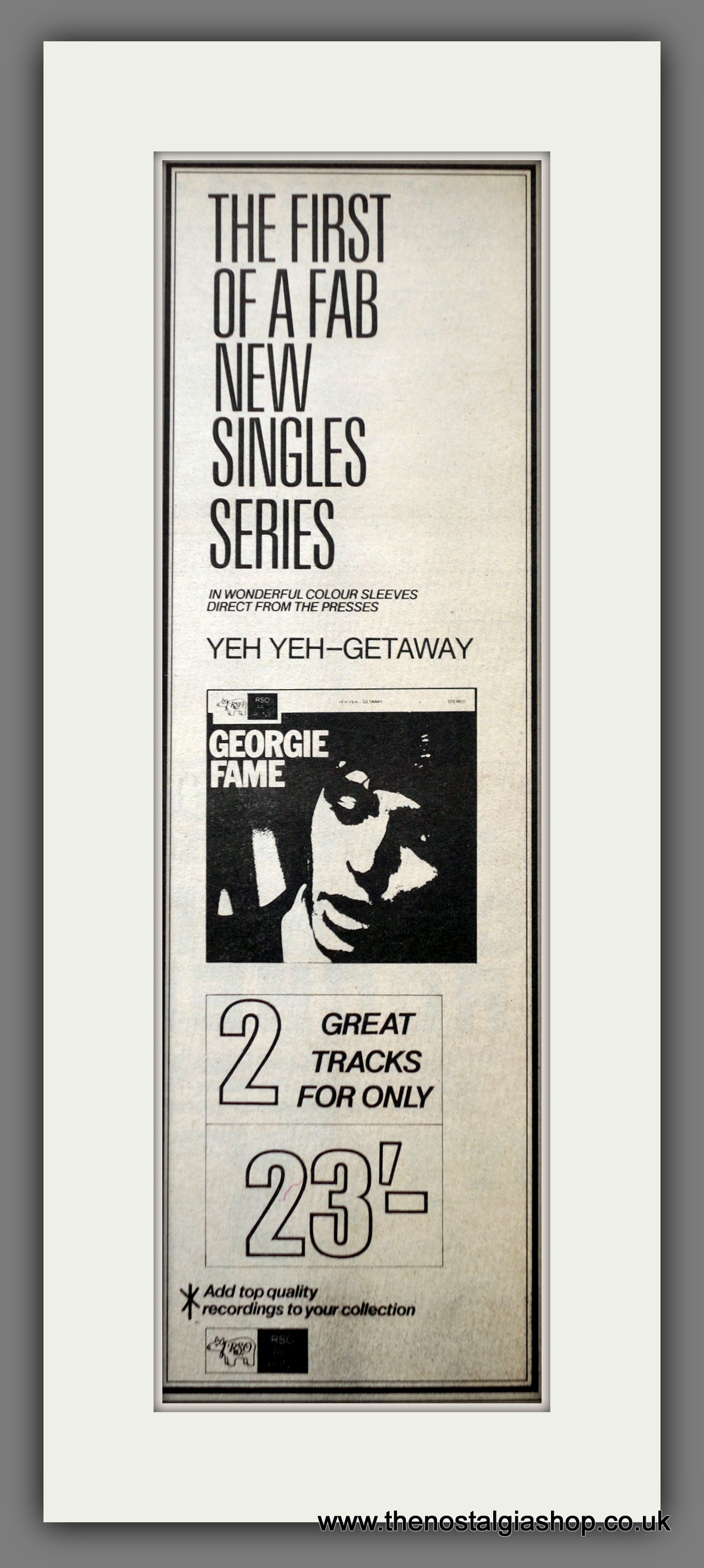 Georgie Fame Yeh Yeh-Getaway. Original Advert 1980 (ref AD200586)