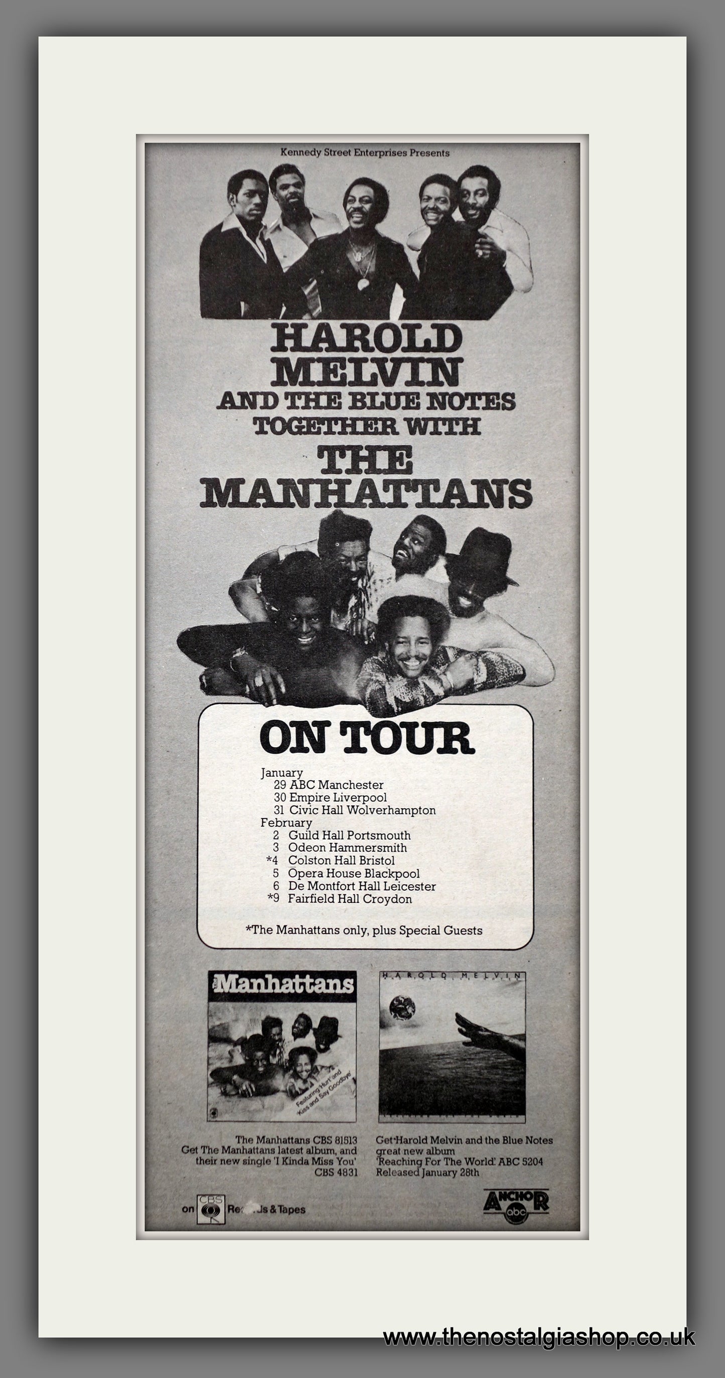 Harold Melvin And The Blue Tones, The Manhattans on Tour. Original Advert 1977 (ref AD200603)