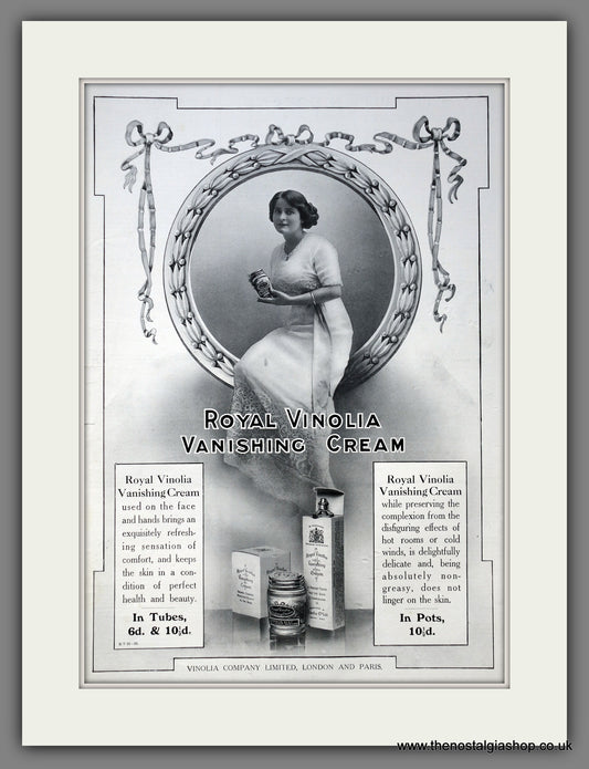 Royal Vinolia Vanishing Cream. Large Original Advert 1912 (ref AD15426)