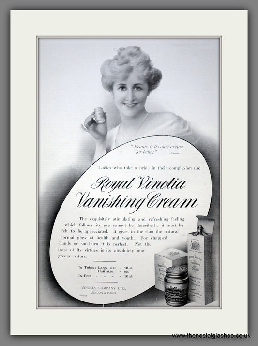 Royal Vinolia Vanishing Cream. Large Original Advert 1911 (ref AD15427)