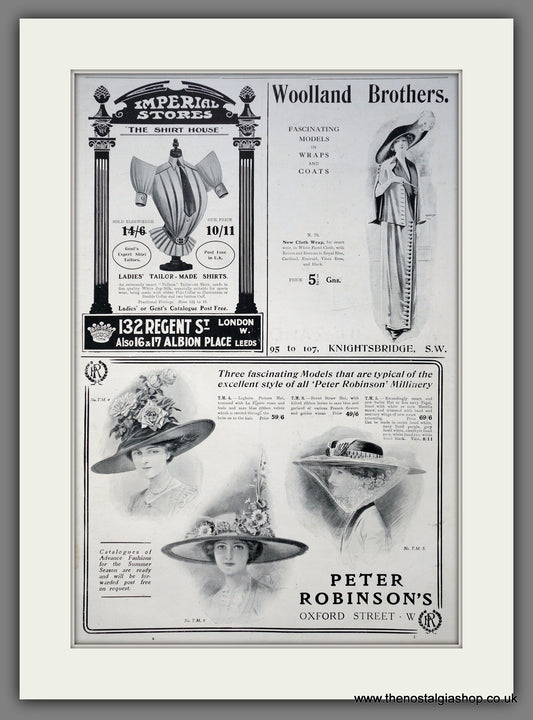Peter Robinson's Millinery. Large Original Advert 1912 (ref AD15432)
