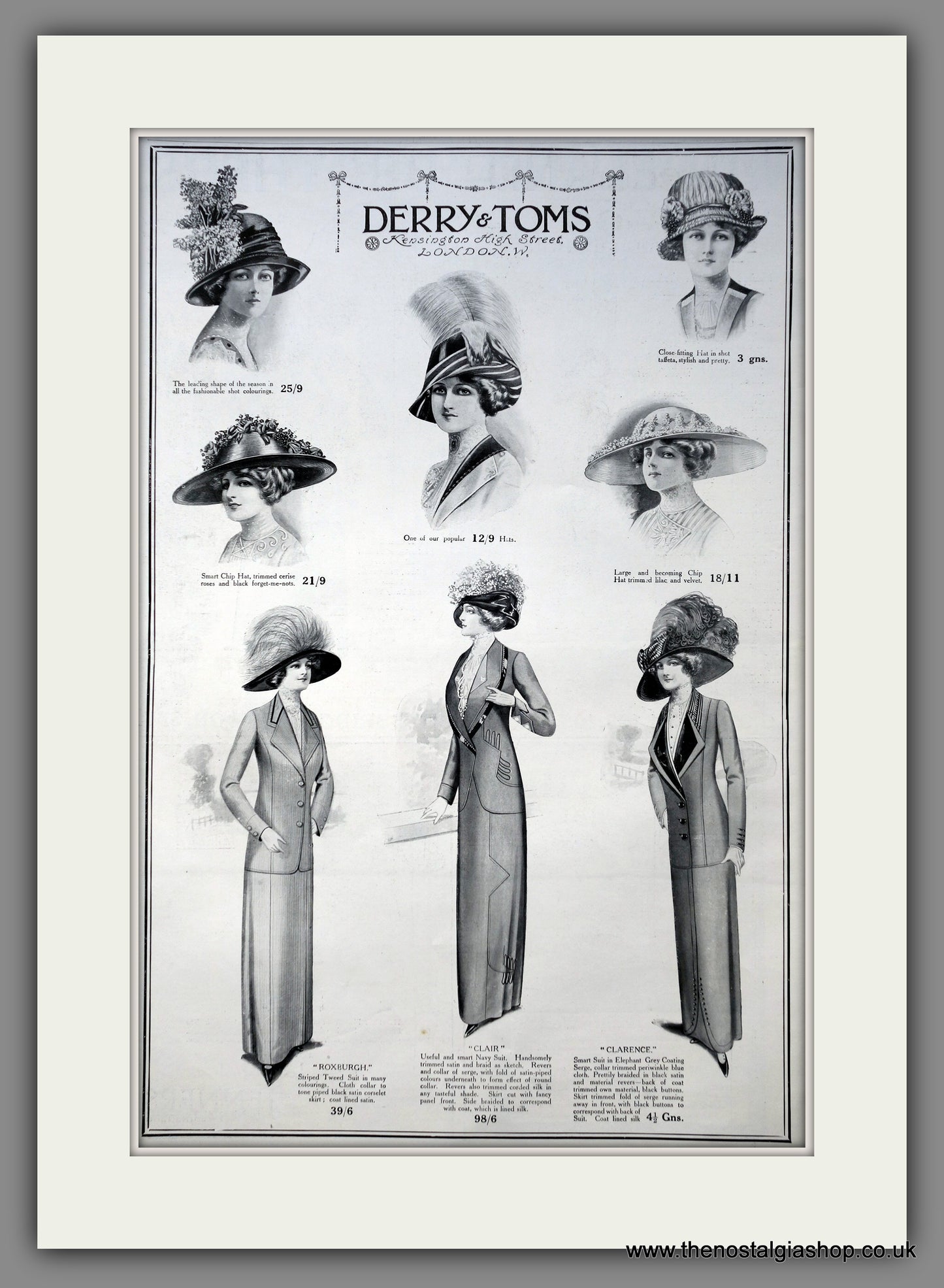 Derry & Toms Millinery and Fashion. Large Original Advert 1912 (ref AD15433)