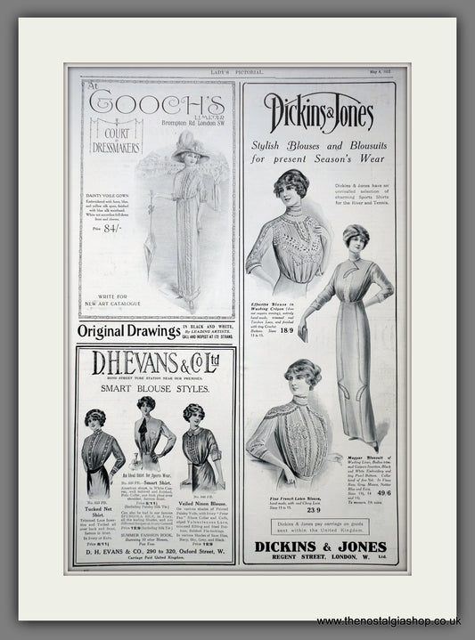 Dickins & Jones Ladies Fashion. Large Original Advert 1912 (ref AD15441)