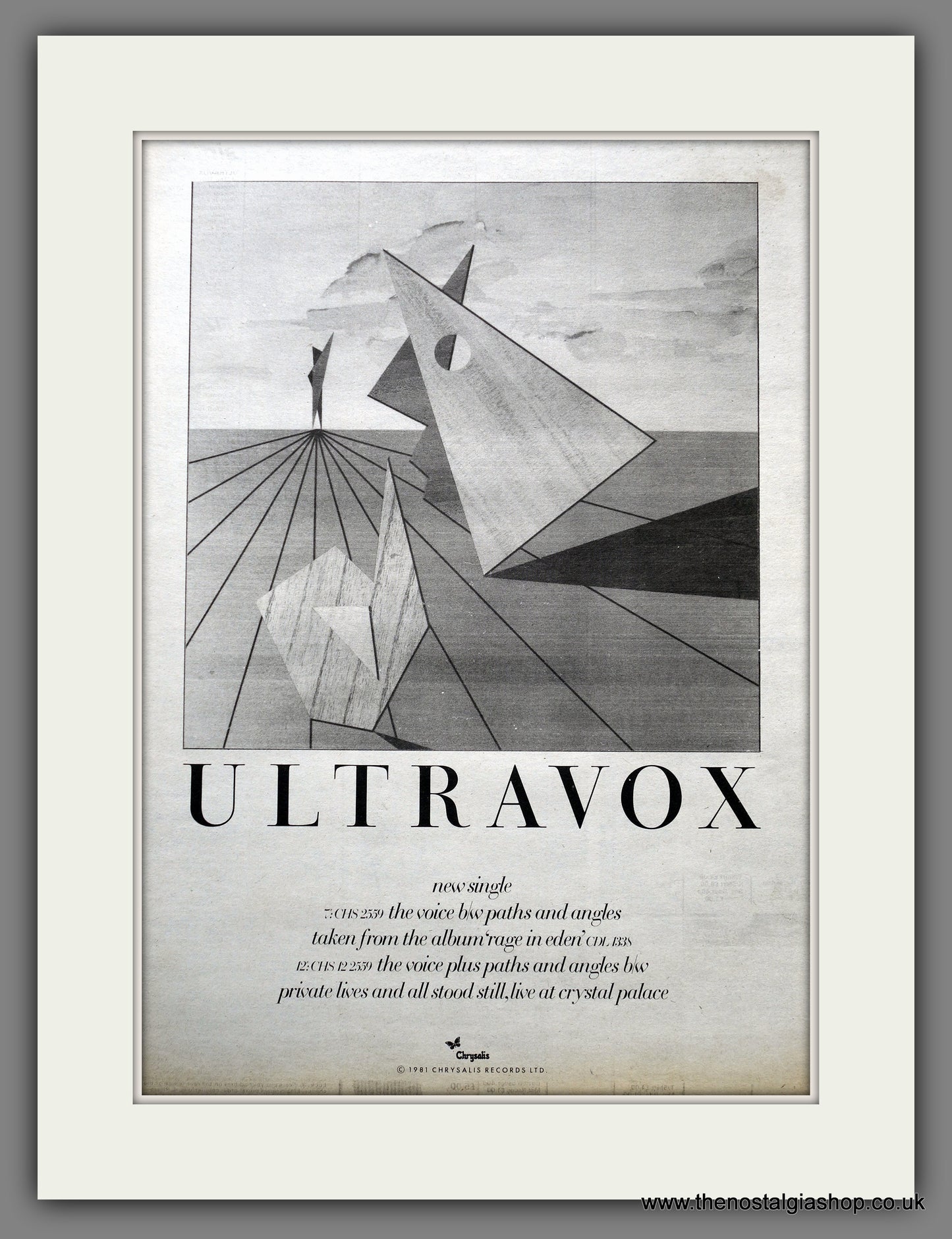 Ultravox Paths And Angles. Original Advert 1981 (ref AD15516)