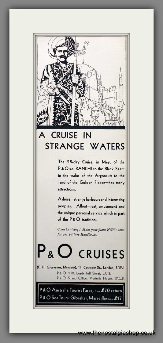 P & O Cruises. Large Original Advert 1931 (ref AD200580)