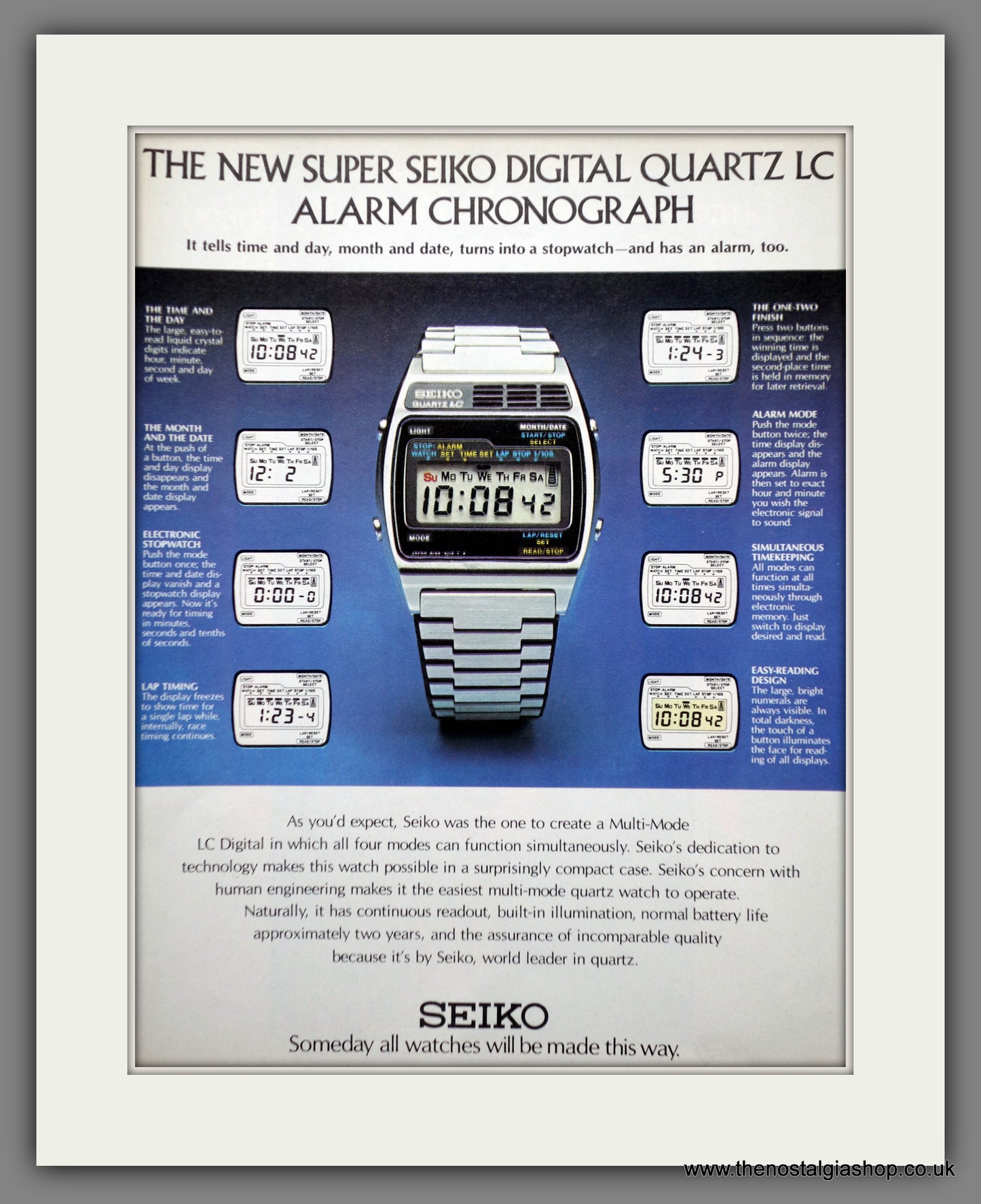 Seiko Digital Quartz Chronograph Watch. Original Advert 1977 (ref AD60894)