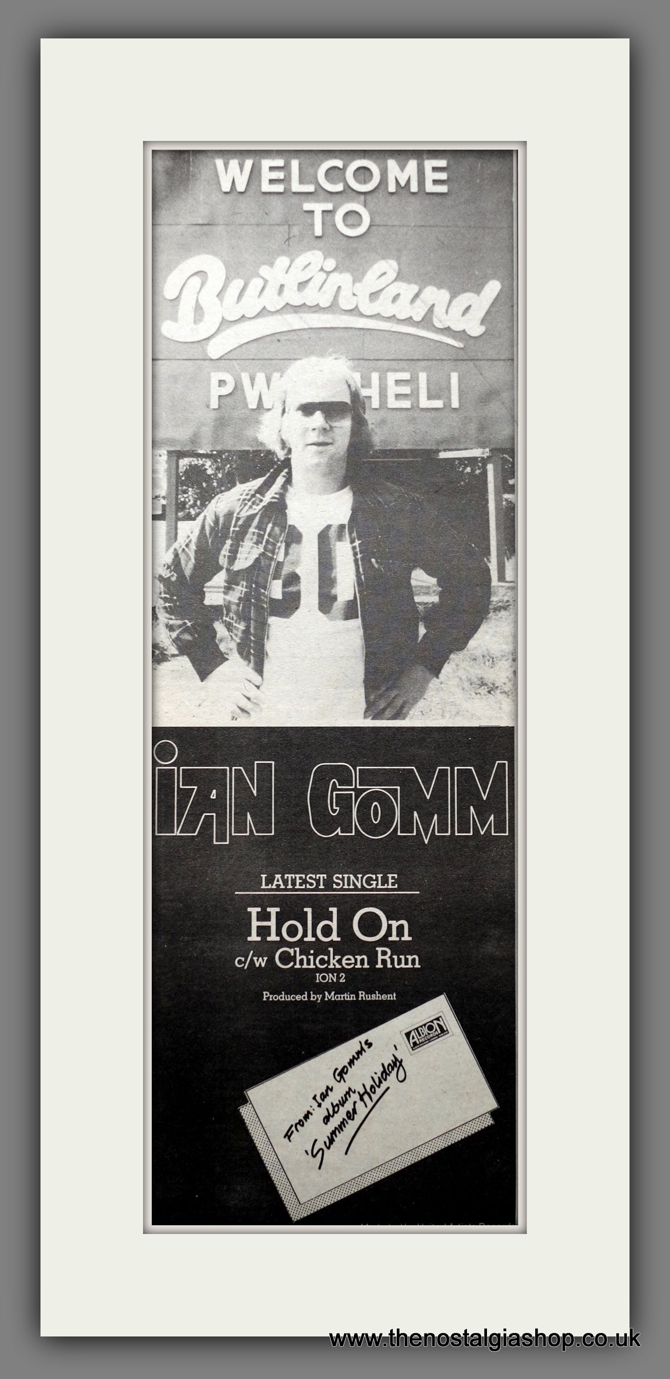 Ian Gomm Summer Holiday. Original Advert 1978 (ref AD200623)