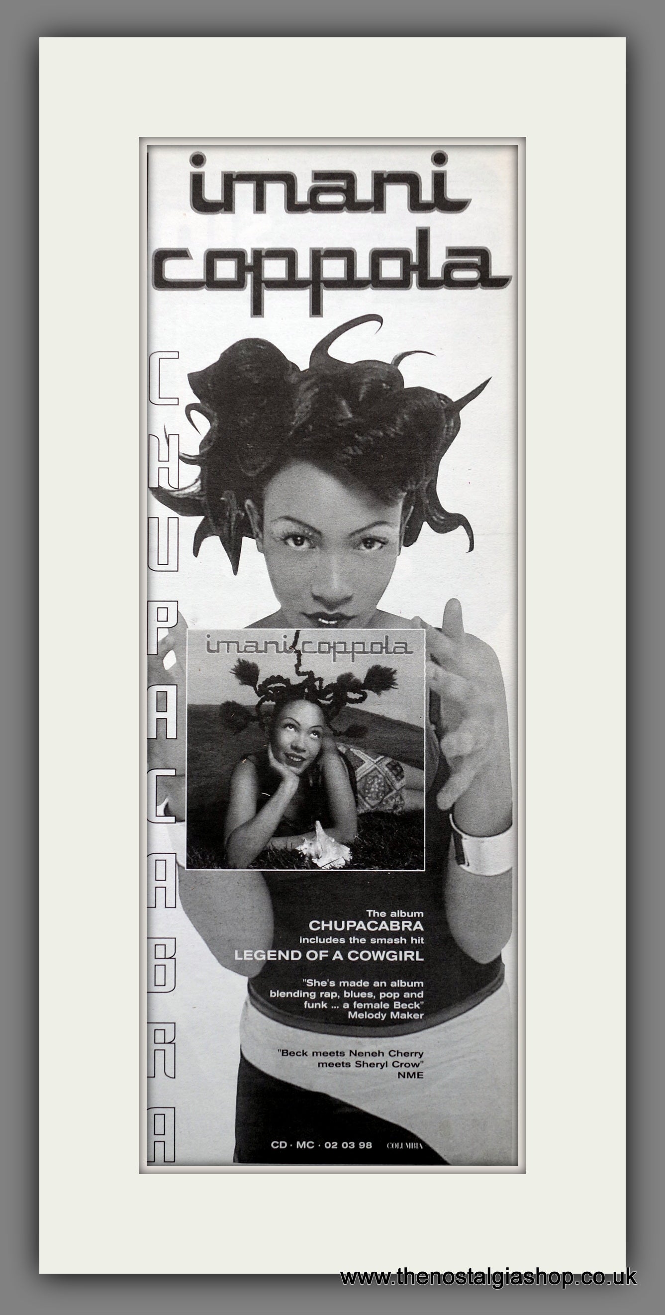 Imani Coppola Chupacabra. Original Advert 1998 (ref AD200634)