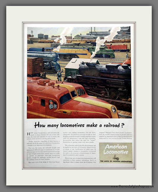 American Locomotive. Large Original Advert 1945 (ref AD301207)