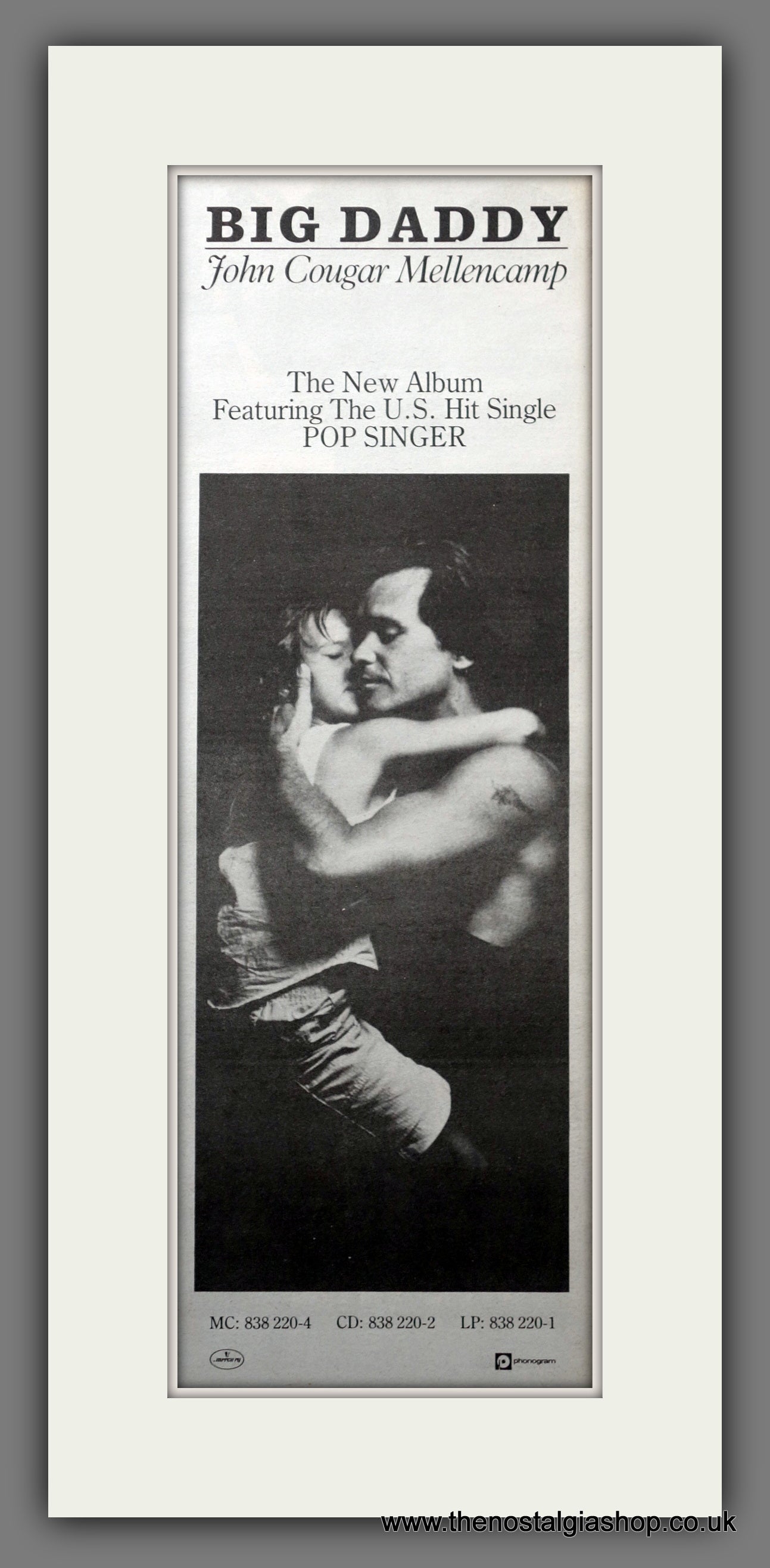 John Cougar Mellencamp Big Daddy. Original Advert 1989 (ref AD200654)