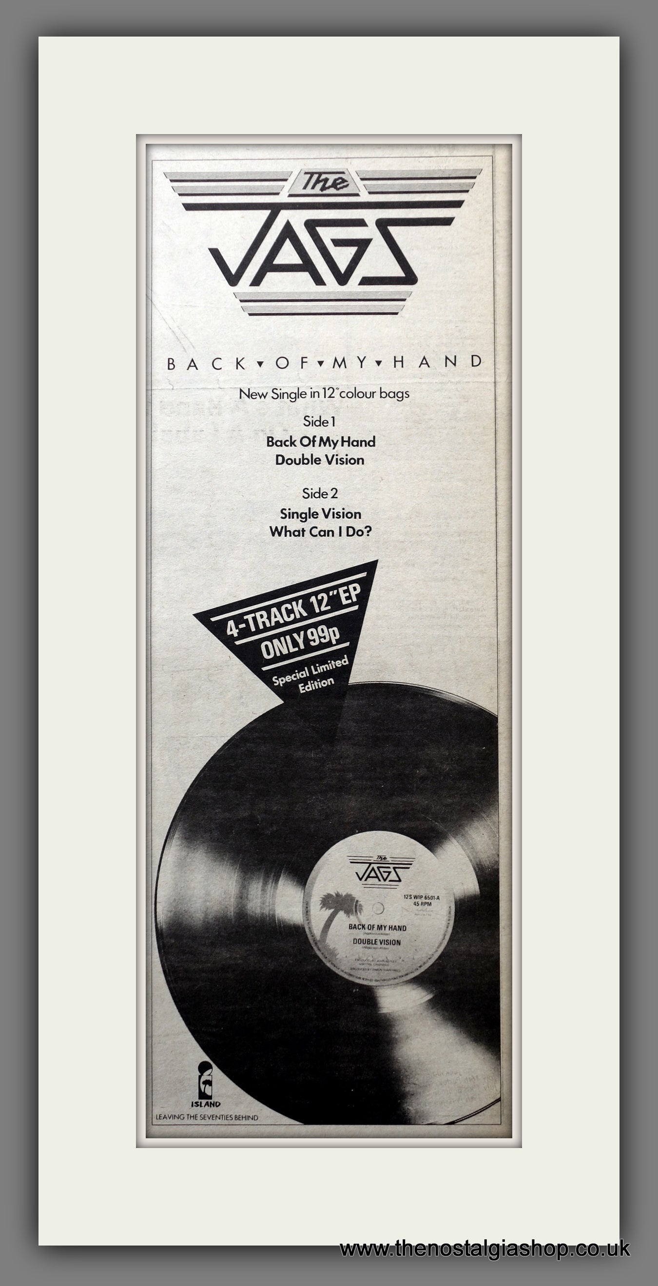 Jags (The) Back Of My Hand. Original Advert 1979 (ref AD200656)