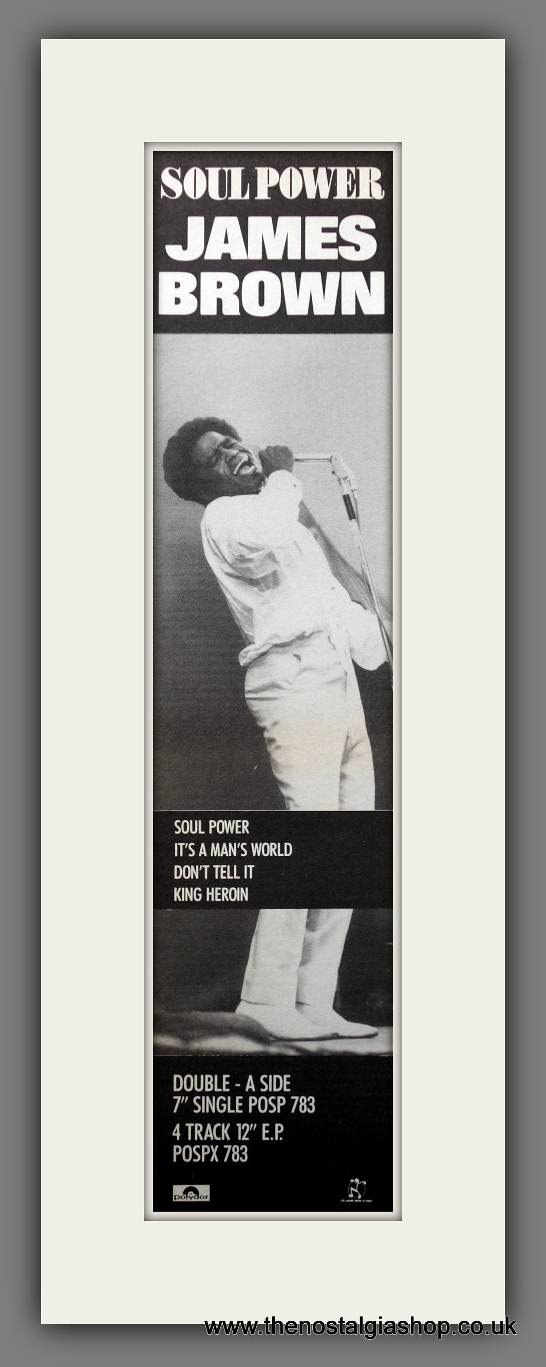 James Brown Soul Power. Original Advert 1986 (ref AD200658)