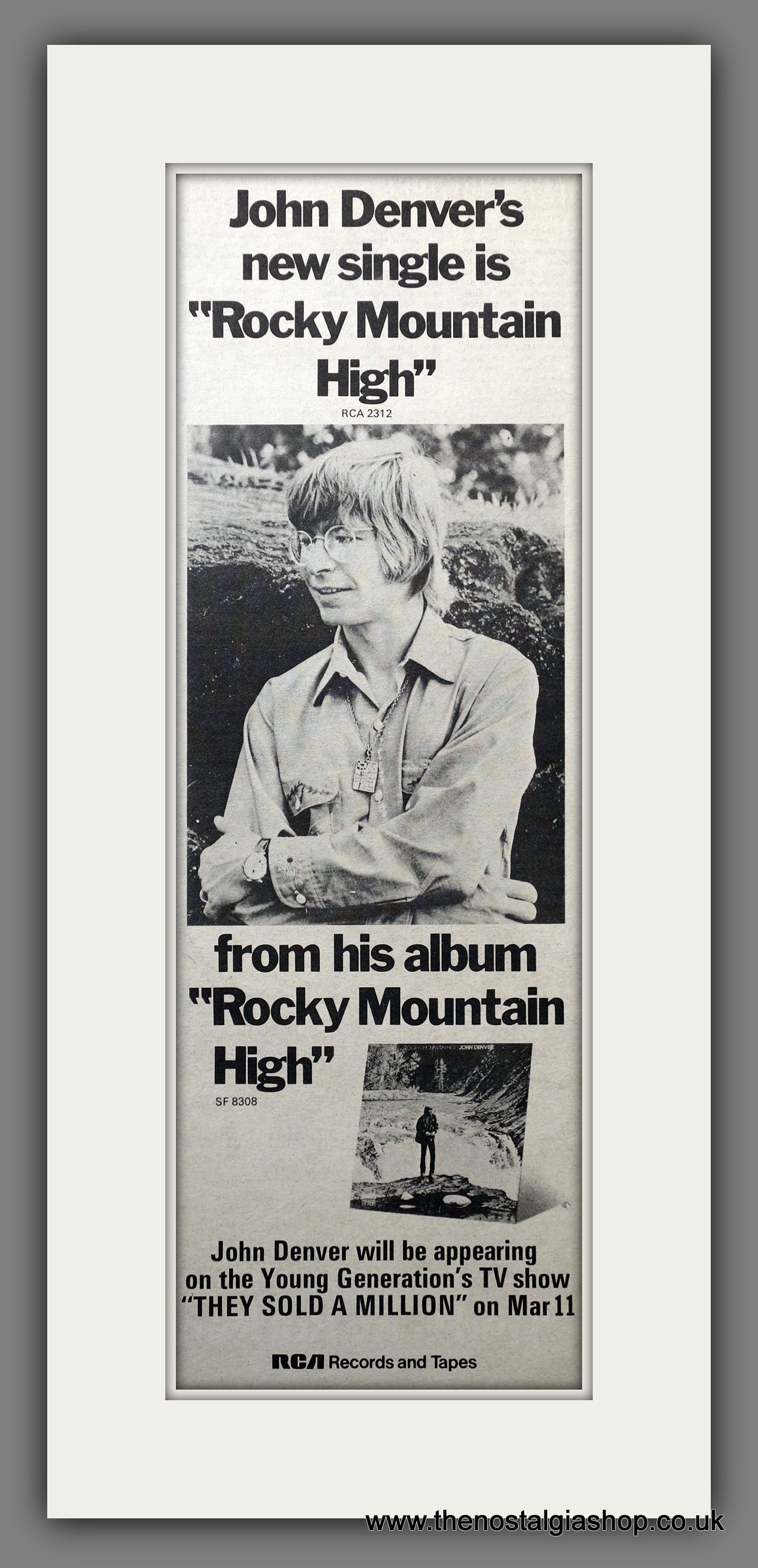 John Denver Rocky Mountain High. Original Advert 1973 (ref AD200665)