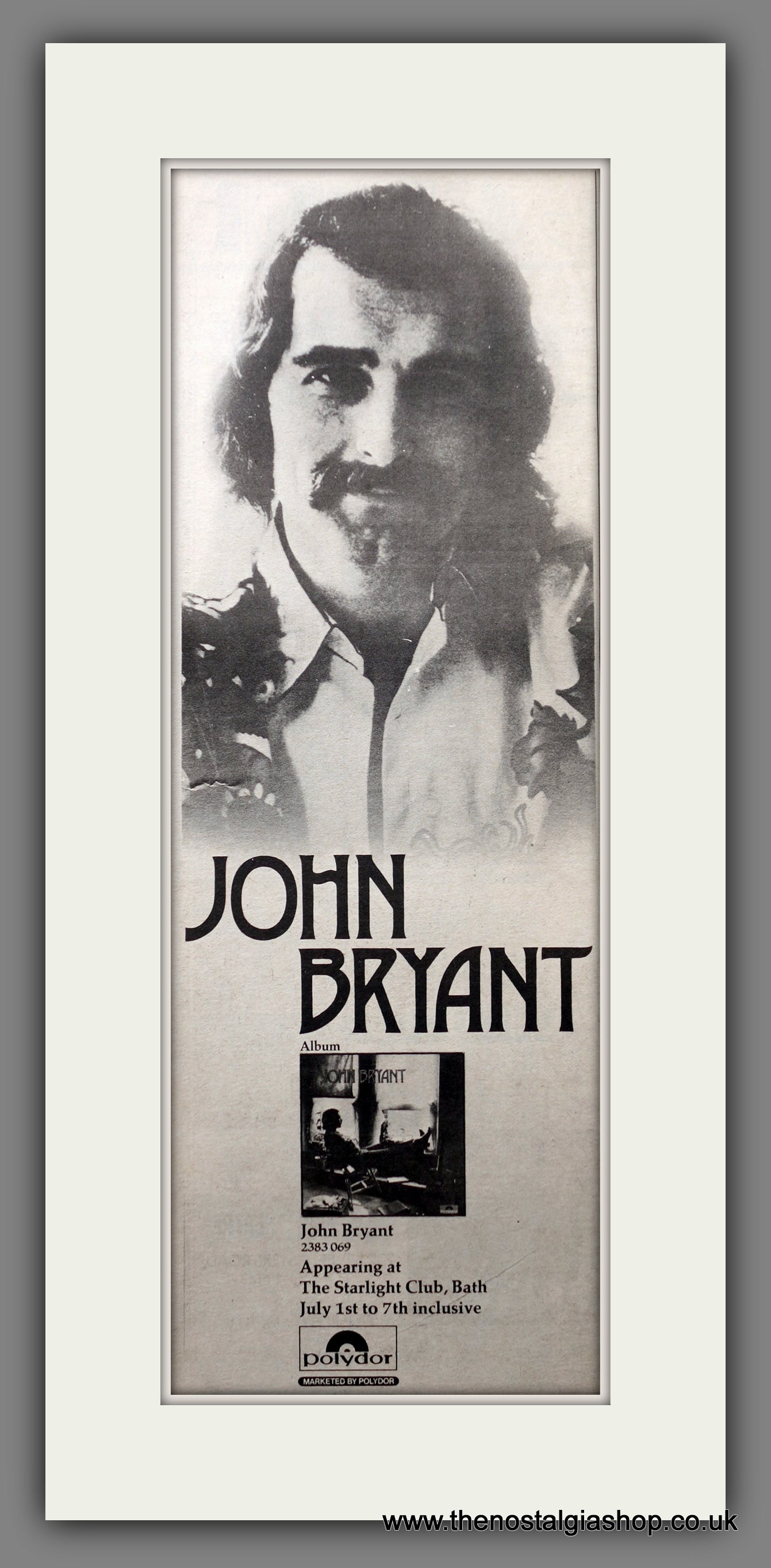 John Bryant Album. Original Advert 1973 (ref AD200671)