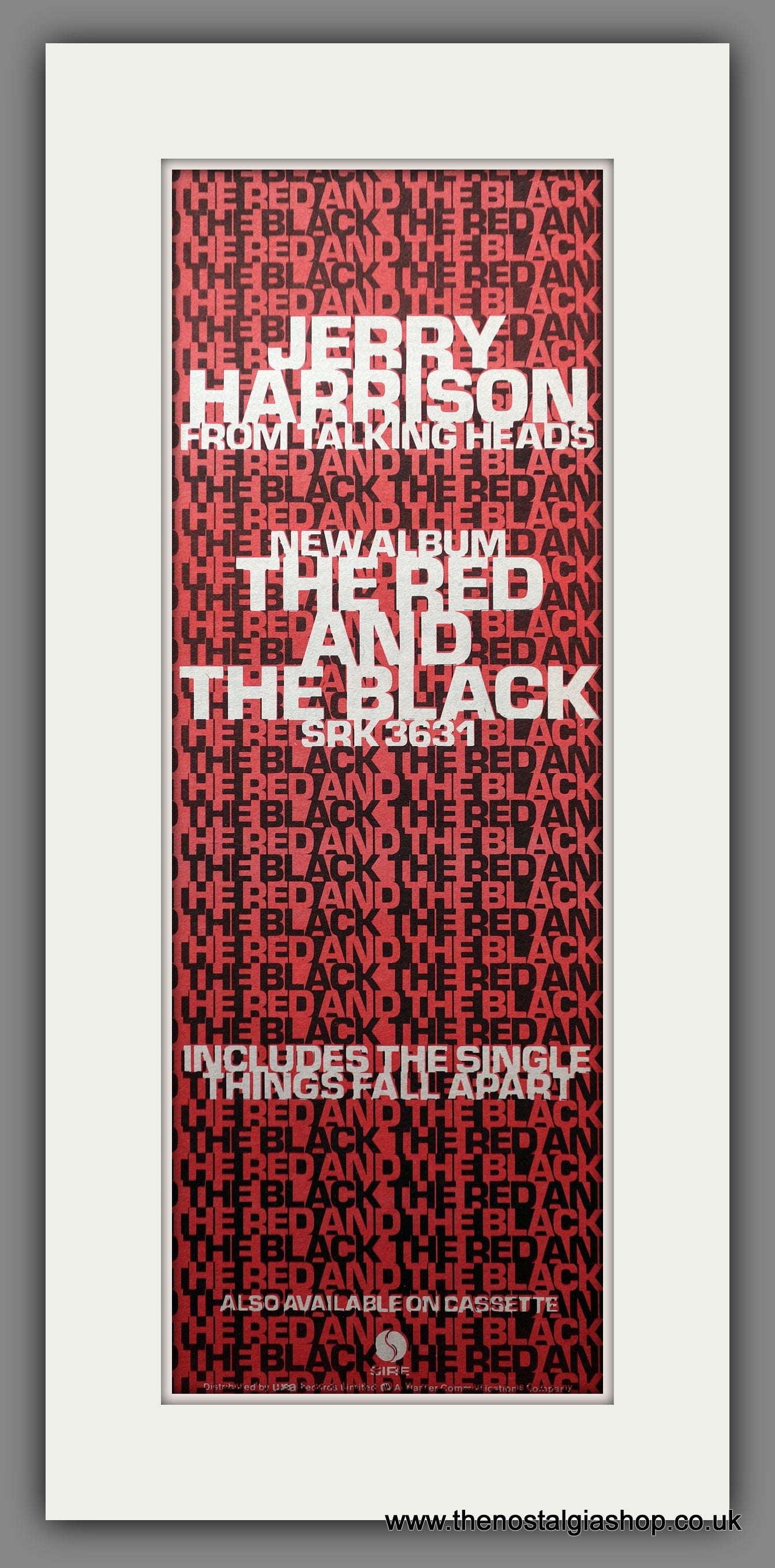 Jerry Harrison The Red And The Black. Original Advert 1981 (ref AD200677)