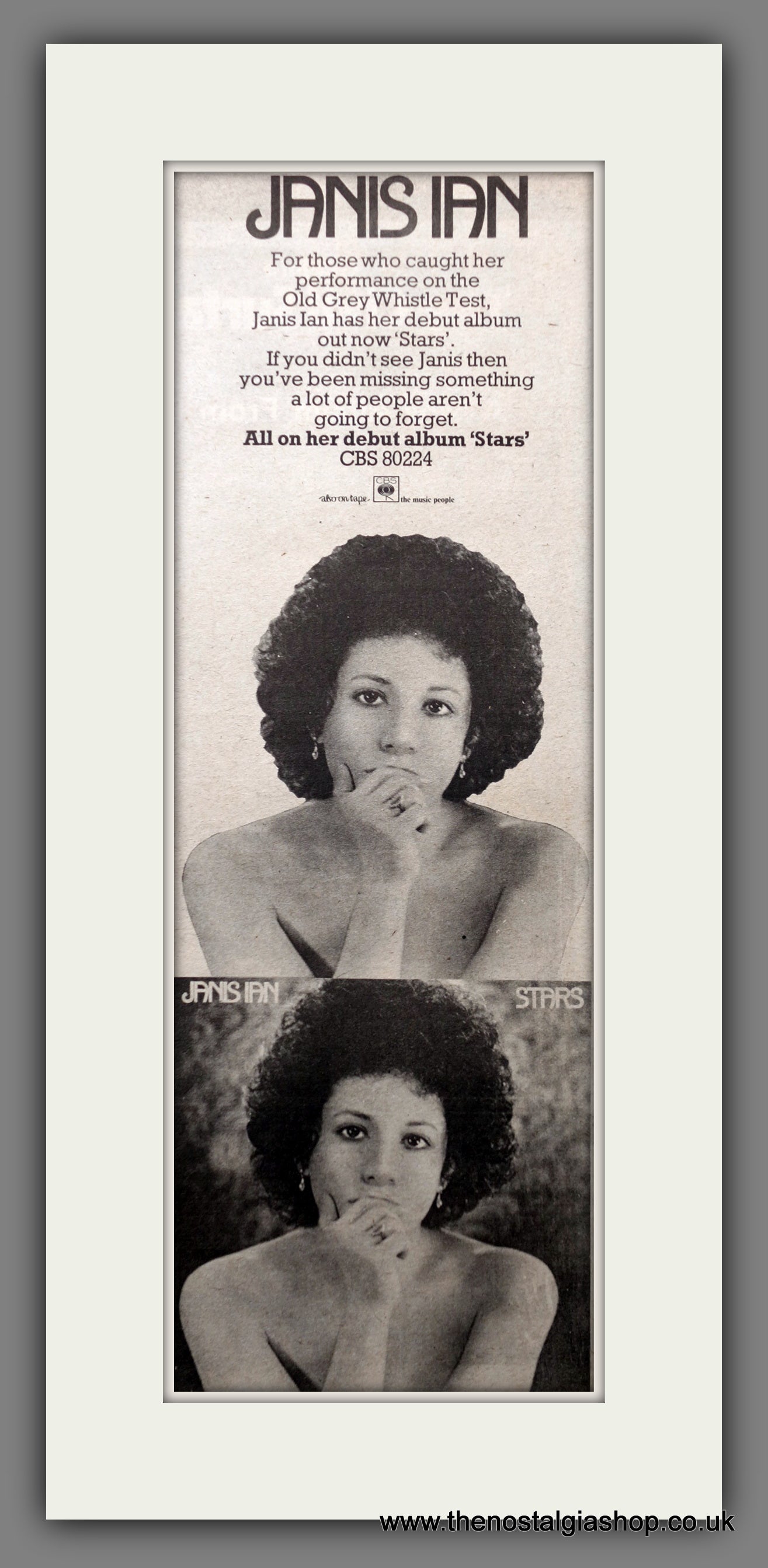 Janis Ian Stars. Original Advert 1974 (ref AD200678)