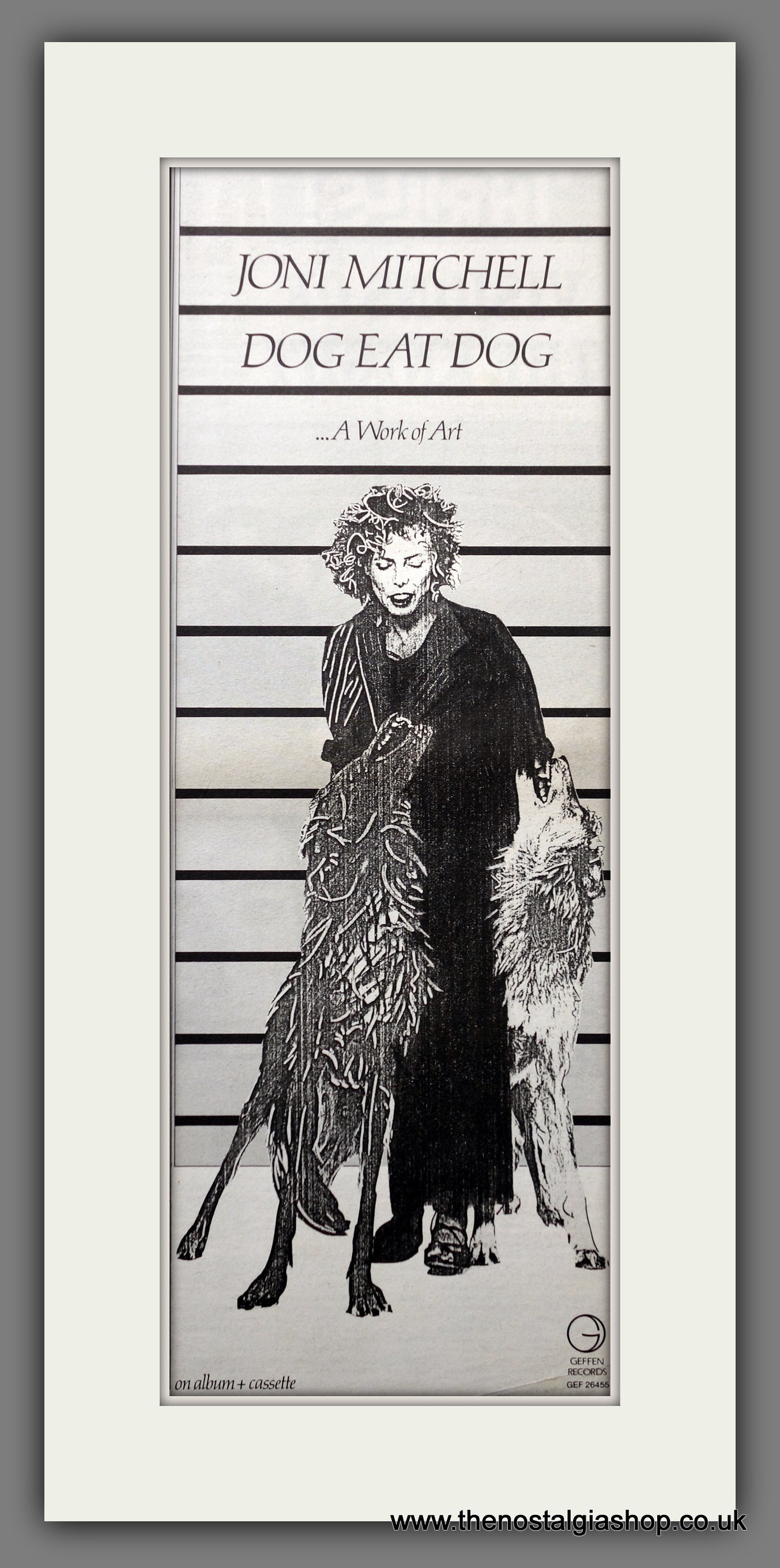 Joni Mitchell Dog Eat Dog. Original Advert 1985 (ref AD200690)