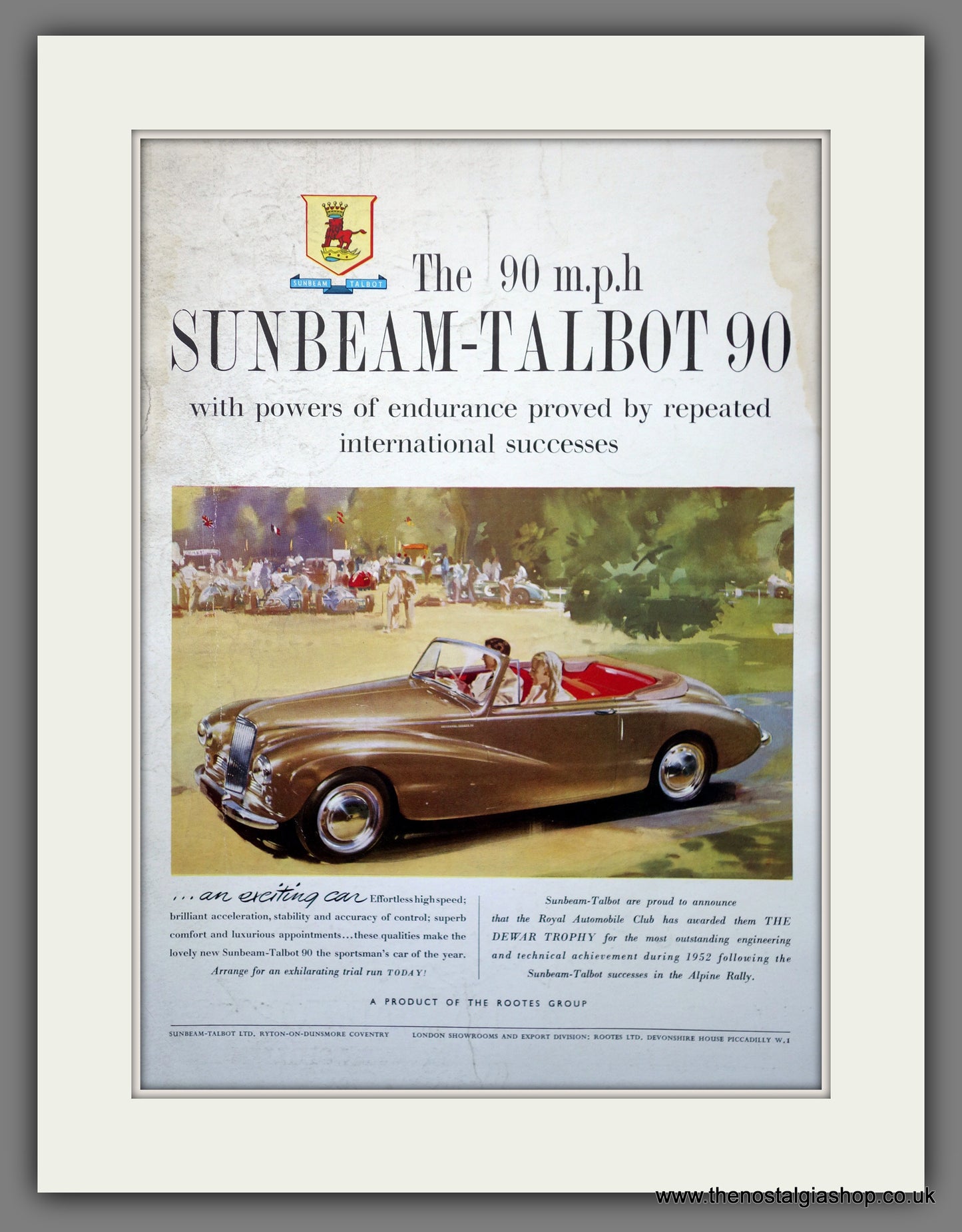 Sunbeam Talbot 90 1953 Original Advert (ref AD301328)