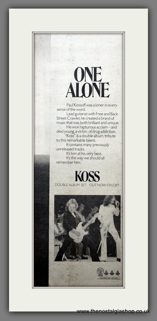 Paul Kossoff Koss. Original Advert 1977 (ref AD200711)