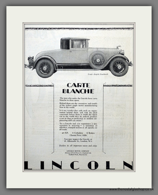 Lincoln Coupe. Original Advert 1928 (ref AD60915)