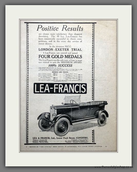 Lea-Francis 10 H.p. Motor Cars. 1925 Original Advert (ref AD60932)