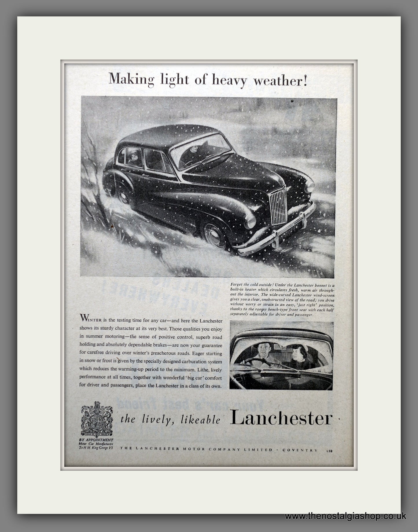 Lanchester Fourteen Motor Cars 1952 Original Advert (ref AD60943)