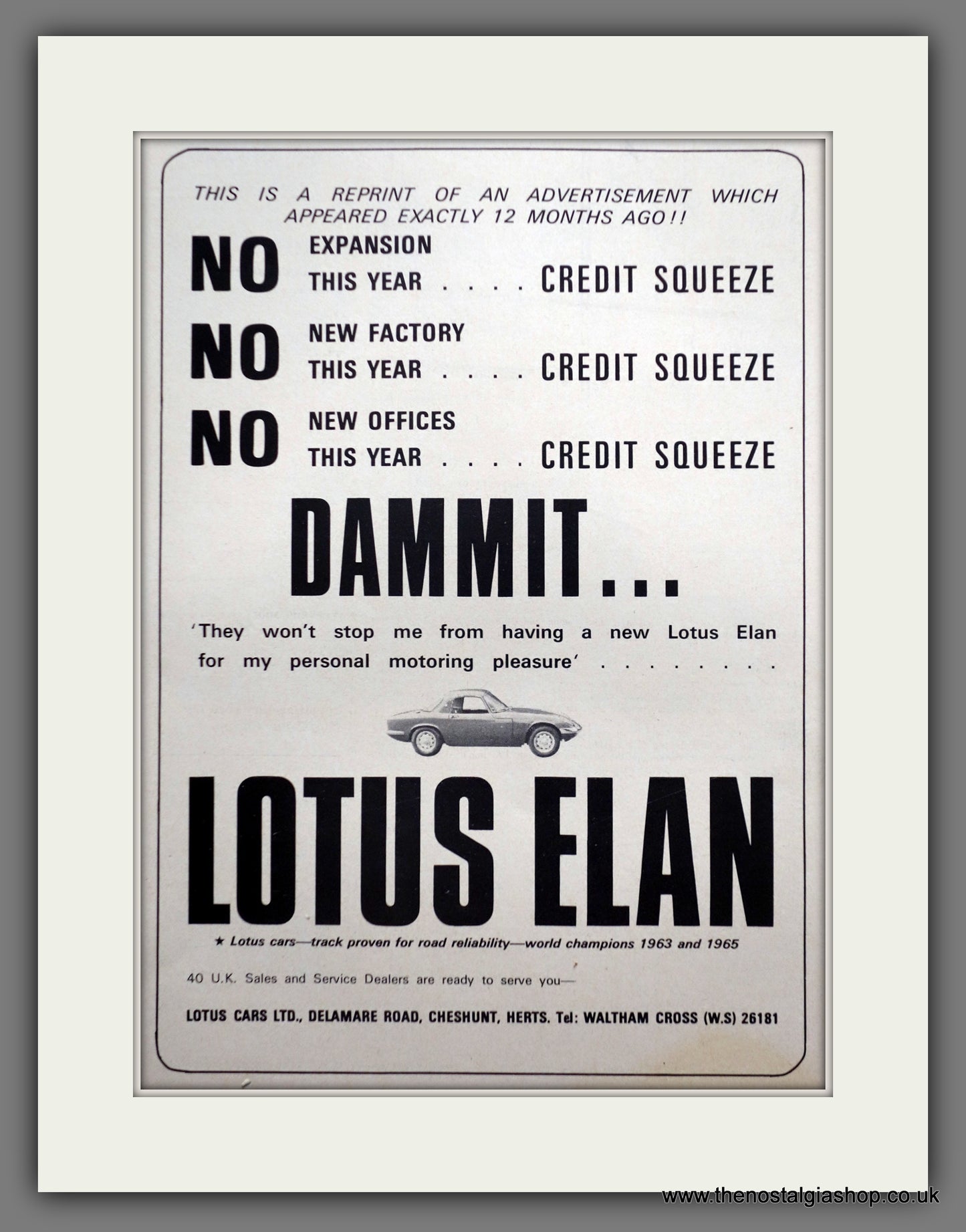 Lotus Elan 1966 Original Advert (ref AD60986)
