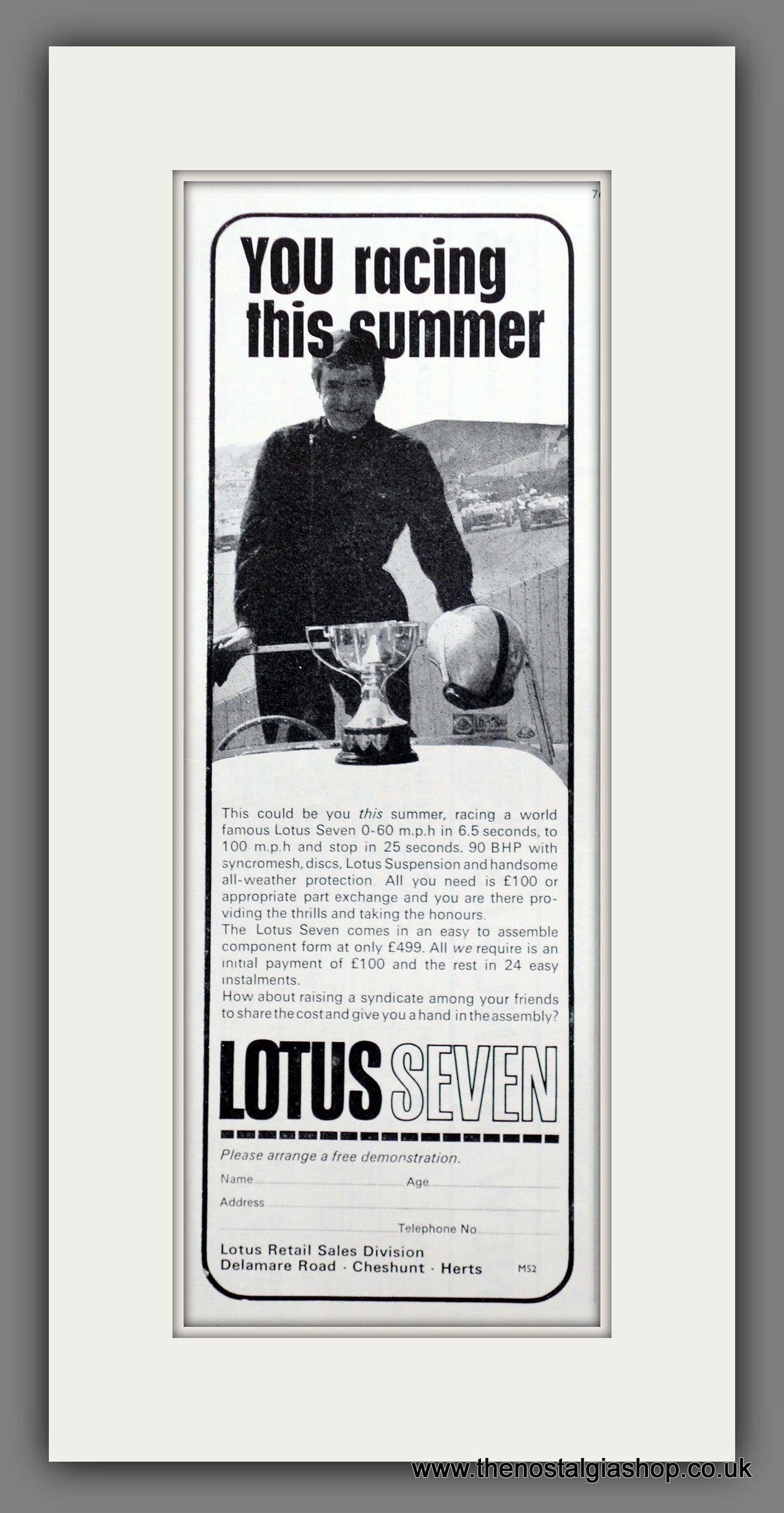 Lotus Seven. 1964 Original Advert (ref AD61039)
