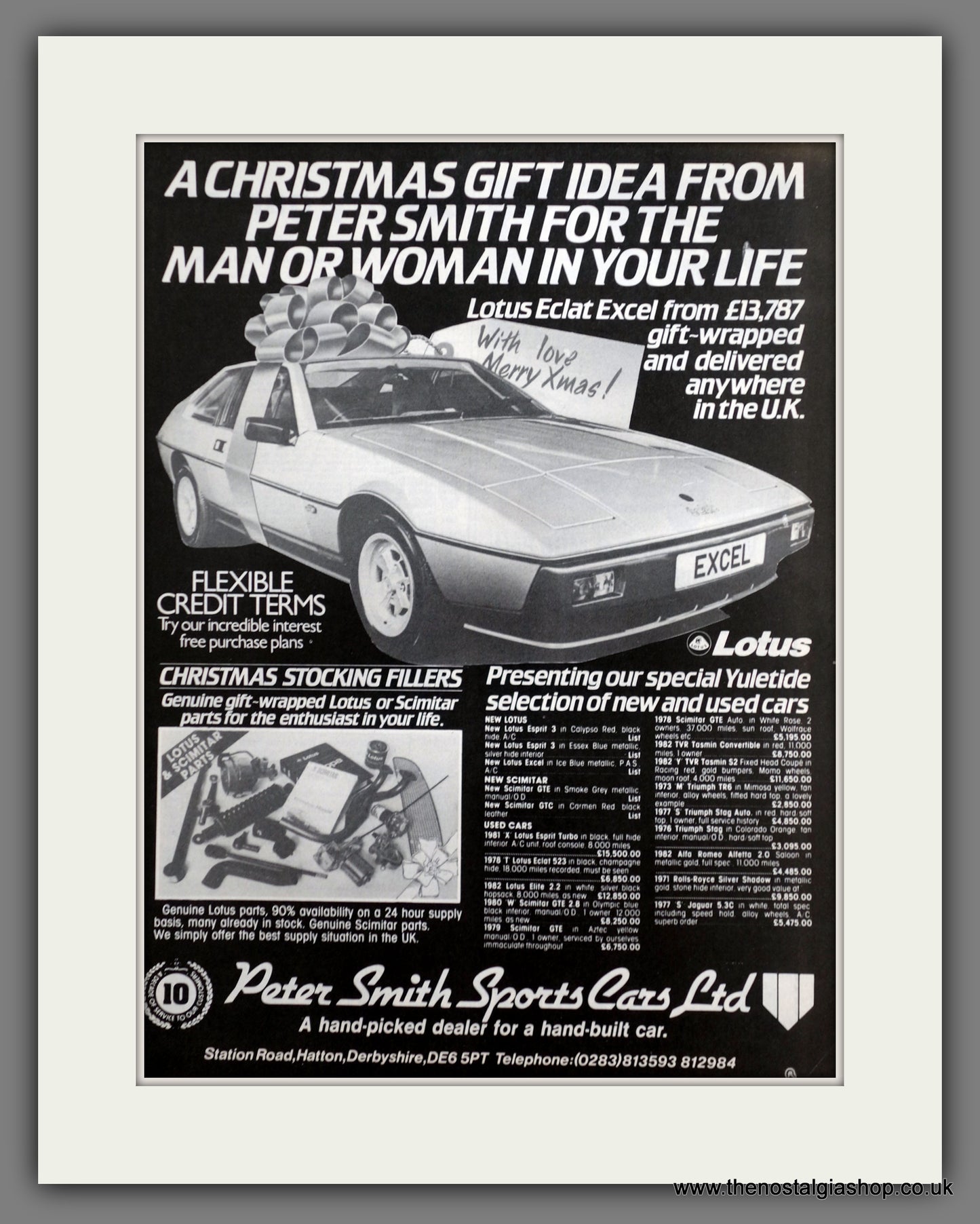 Lotus Dealers. Peter Smith Sports Cars. 1982 Original Advert (ref AD61128)