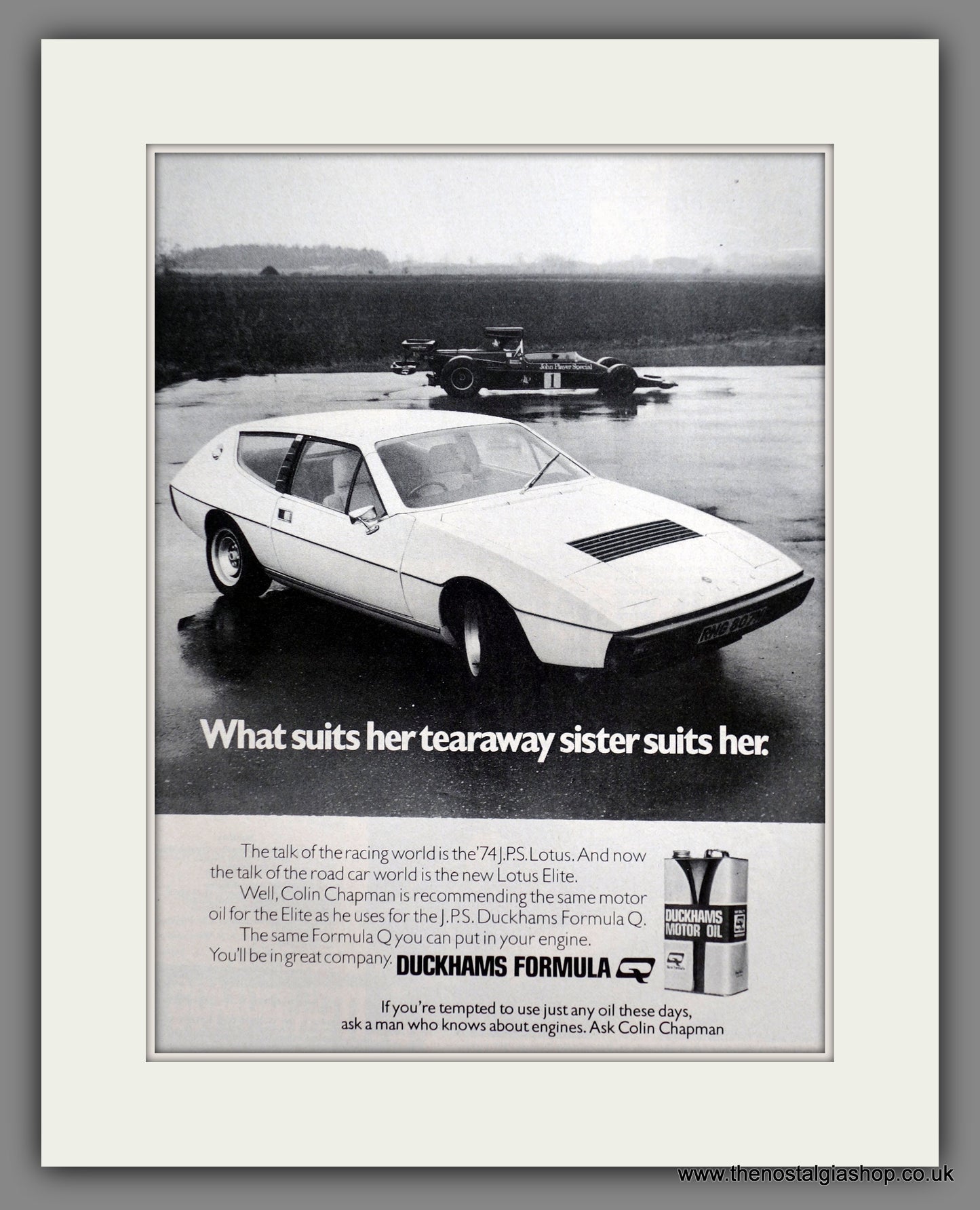Lotus J.P.S. uses Duckham's Motor Oil. 1974 Original Advert (ref AD61133)