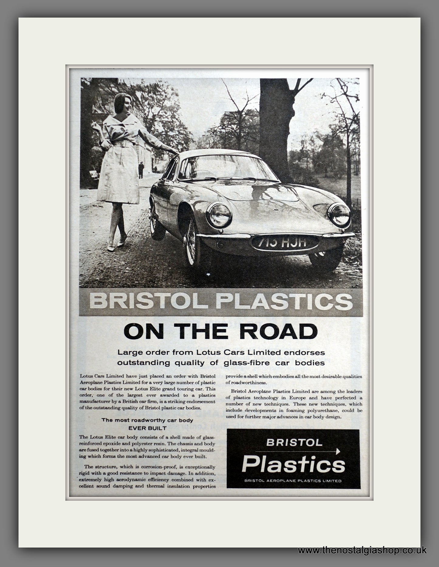 Lotus Cars. Bristol Plastics. 1960 Original Advert (ref AD61139)