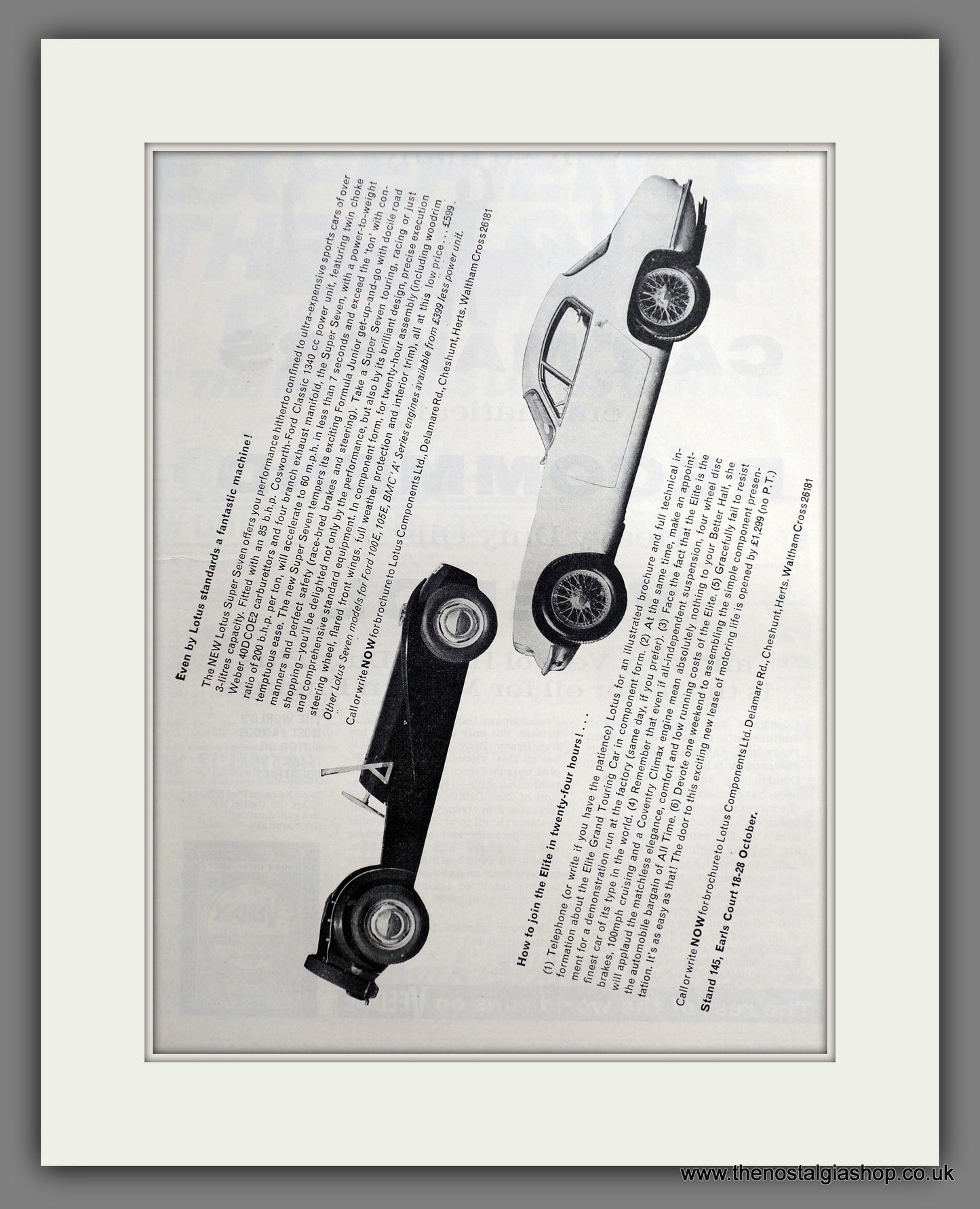 Lotus Cars. 1961 Original Advert (ref AD61140)