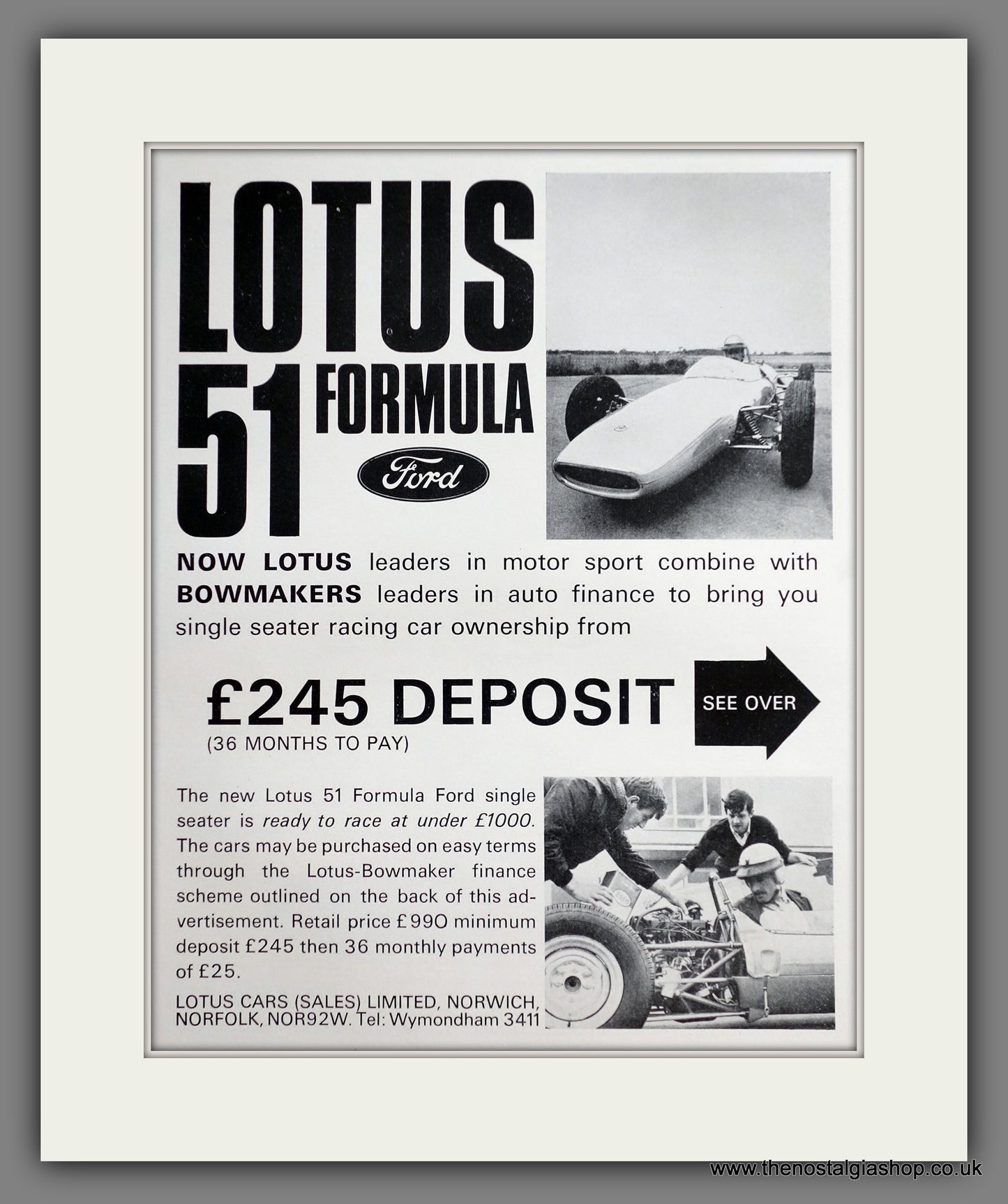 Lotus 51 Formula Ford. 1967 Original Advert (ref AD61142)
