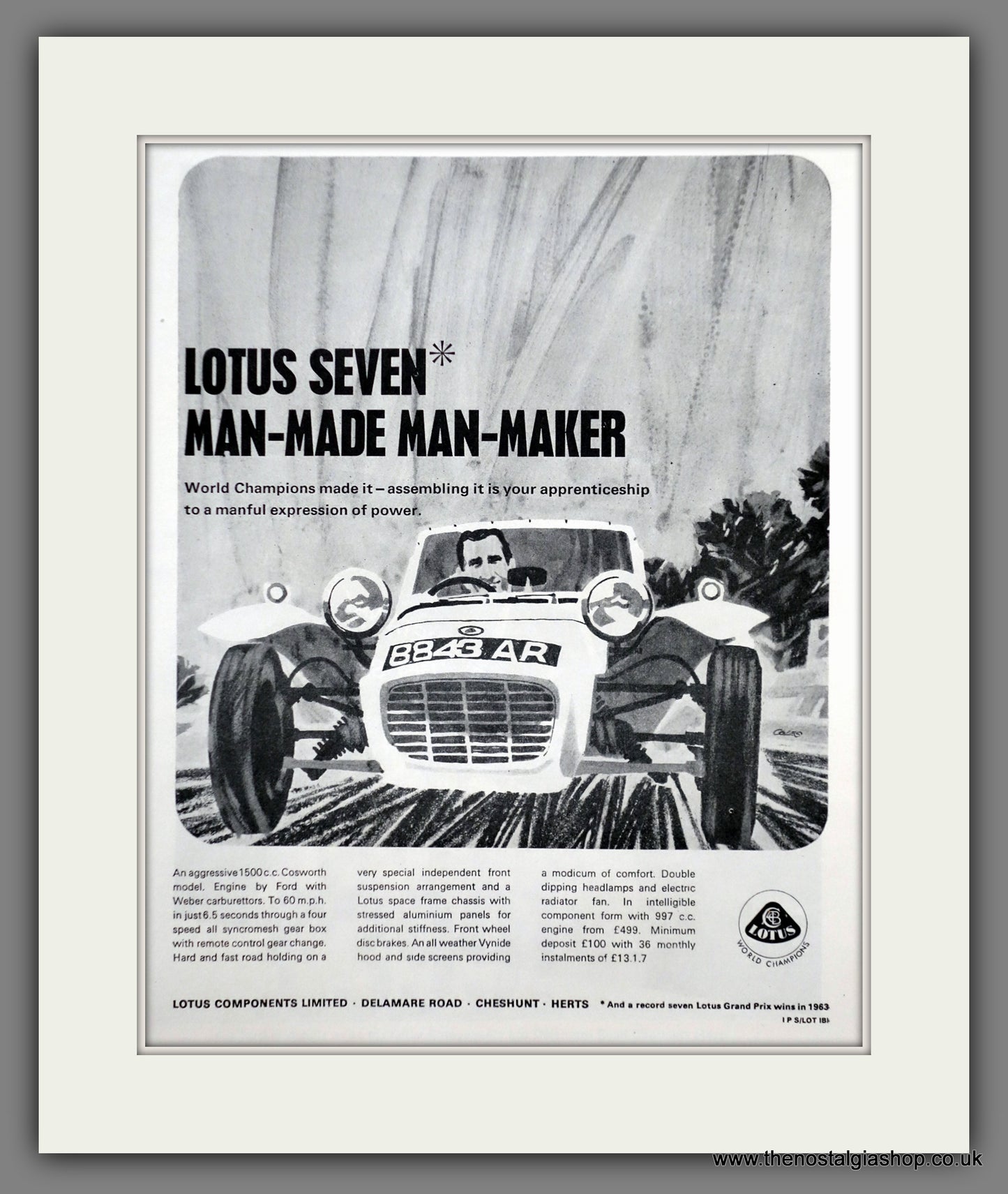 Lotus Seven. 1964 Original Advert (ref AD61163)
