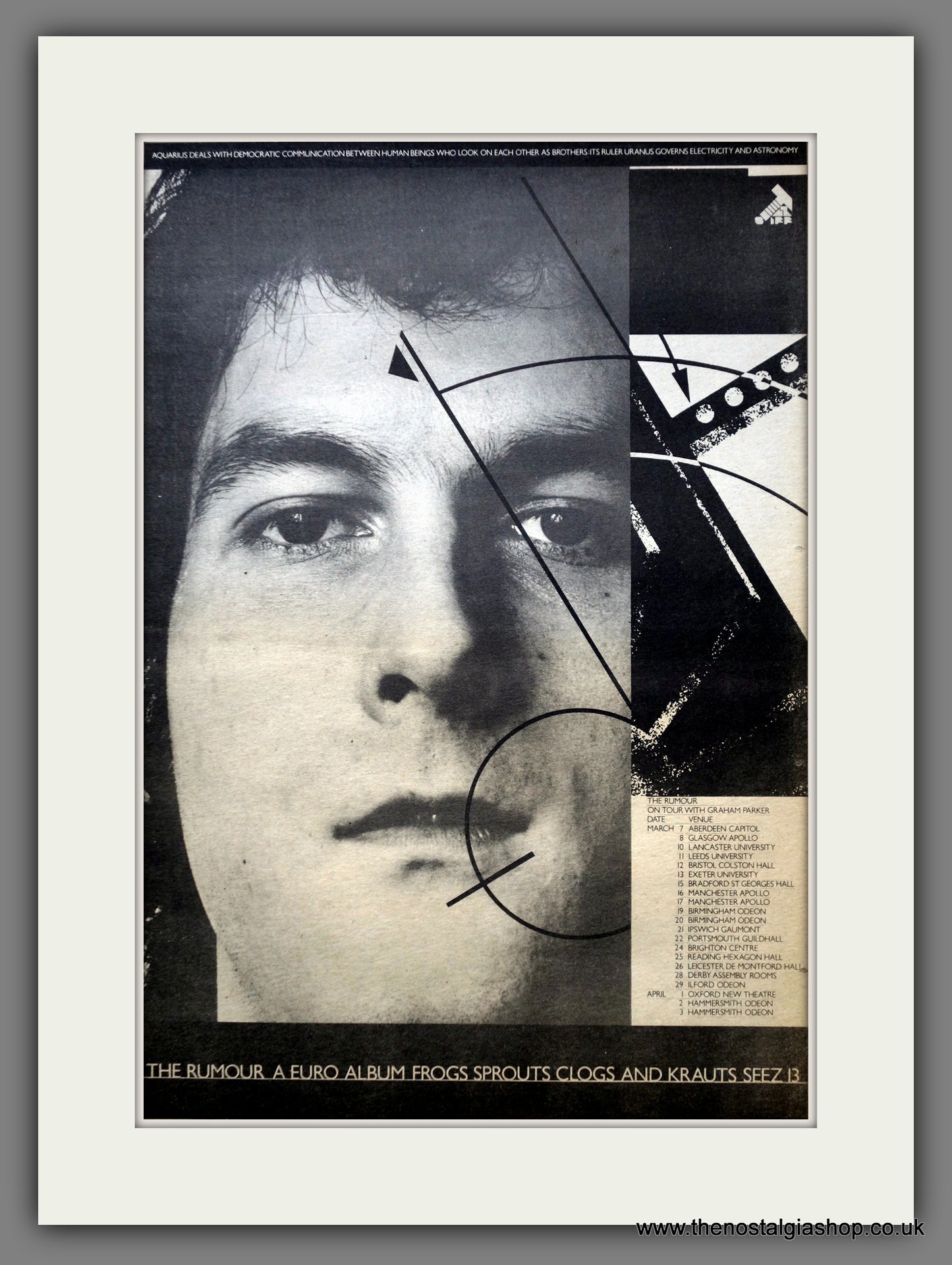 Rumour's (The) Frogs, Sprouts Tour Dates. Original Advert 1979 (ref AD15531)