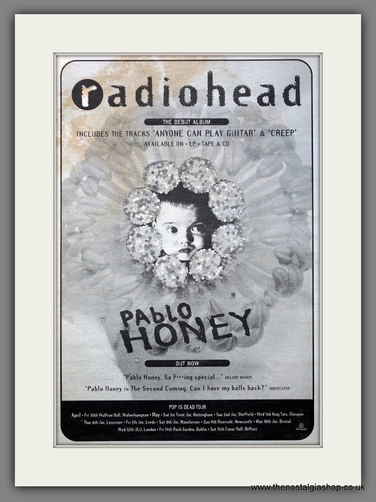 Radiohead Pablo Honey. Original Advert 1993 (ref AD15558)
