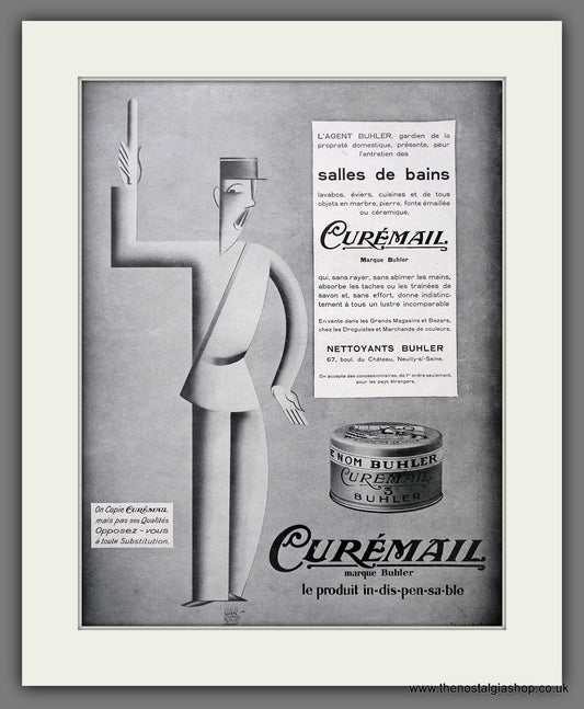 Curemail Salles de Bain. Original French Advert 1929 (ref AD301355)