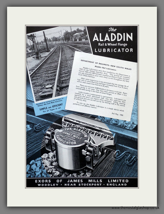 Aladdin Rail & Wheel Flange Lubricator. Original Advert 1951 (ref AD61170)