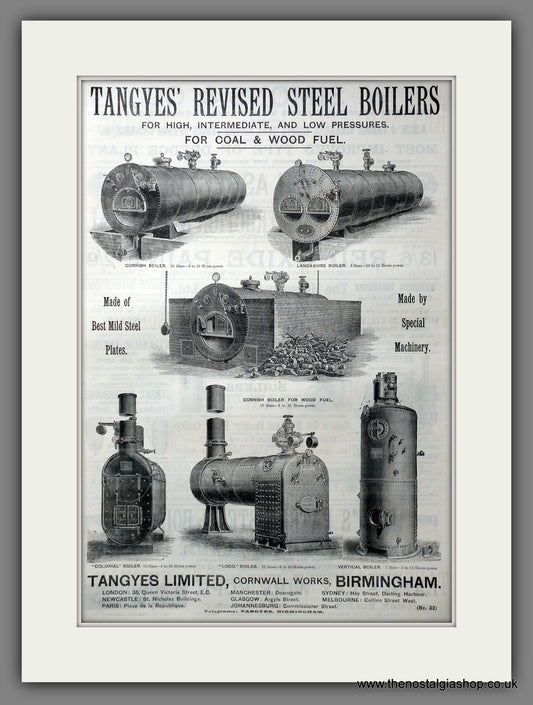Tangyes' Steel Boilers, Birmingham. Original Advert 1891 (ref AD15582)