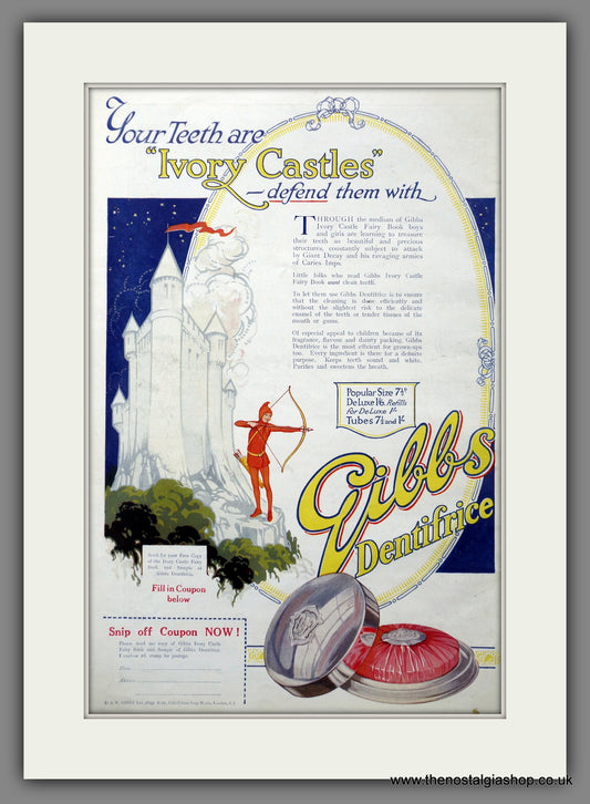 Gibbs Dentifrice. Original Advert 1922 (ref AD301393)