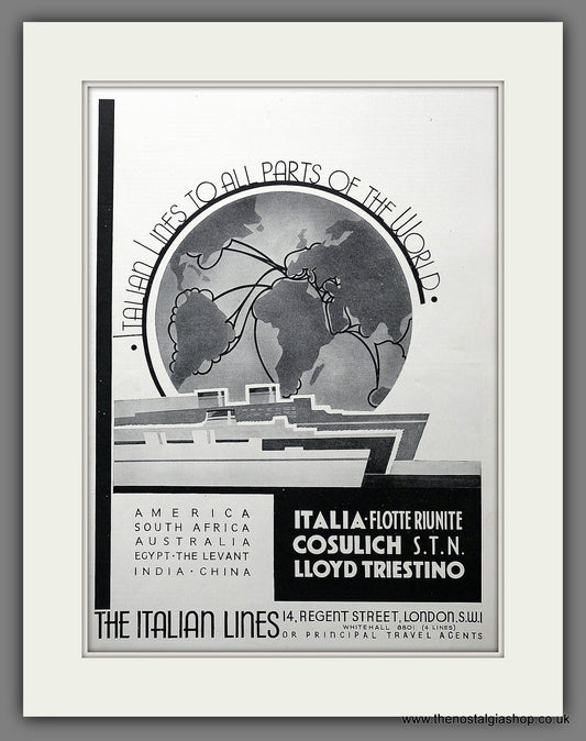 Italian Lines Cruises. Original Advert 1935 (ref AD301396)