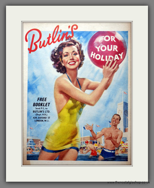 Butlin's Holiday Camp. Original Advert 1952 (ref AD301401)