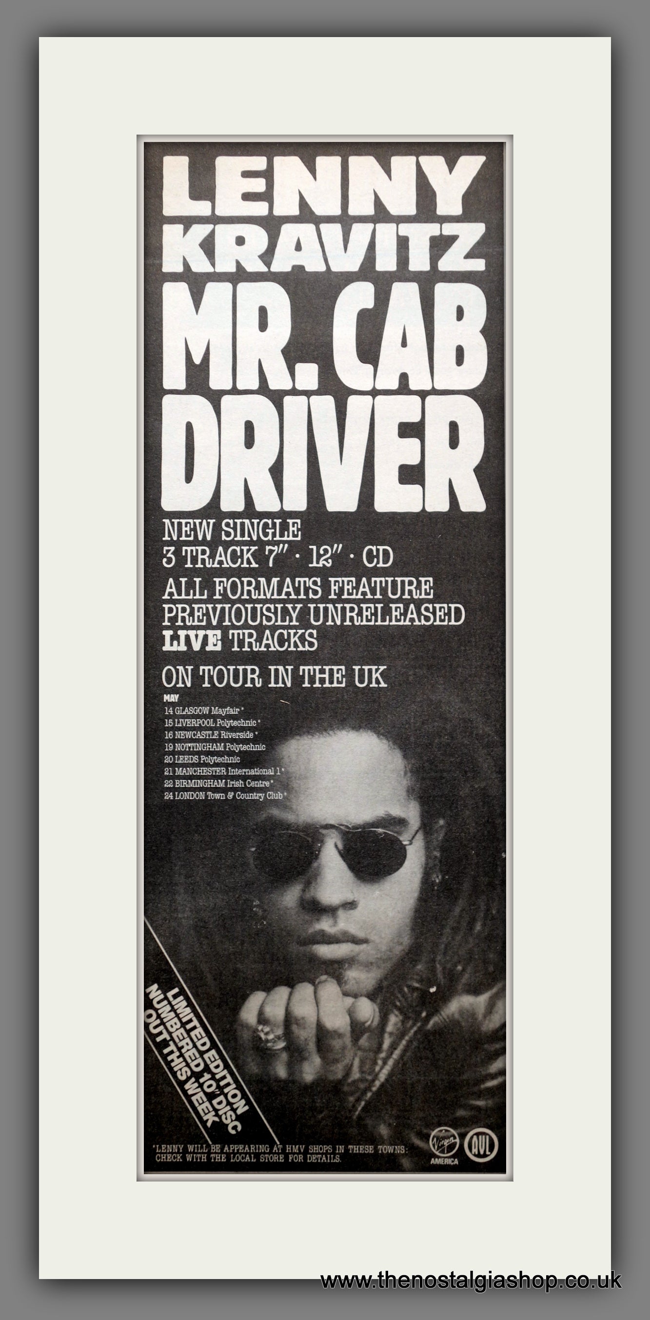 Lenny Kravitz Mr. Cab Driver. Original Advert 1990 (ref AD200744