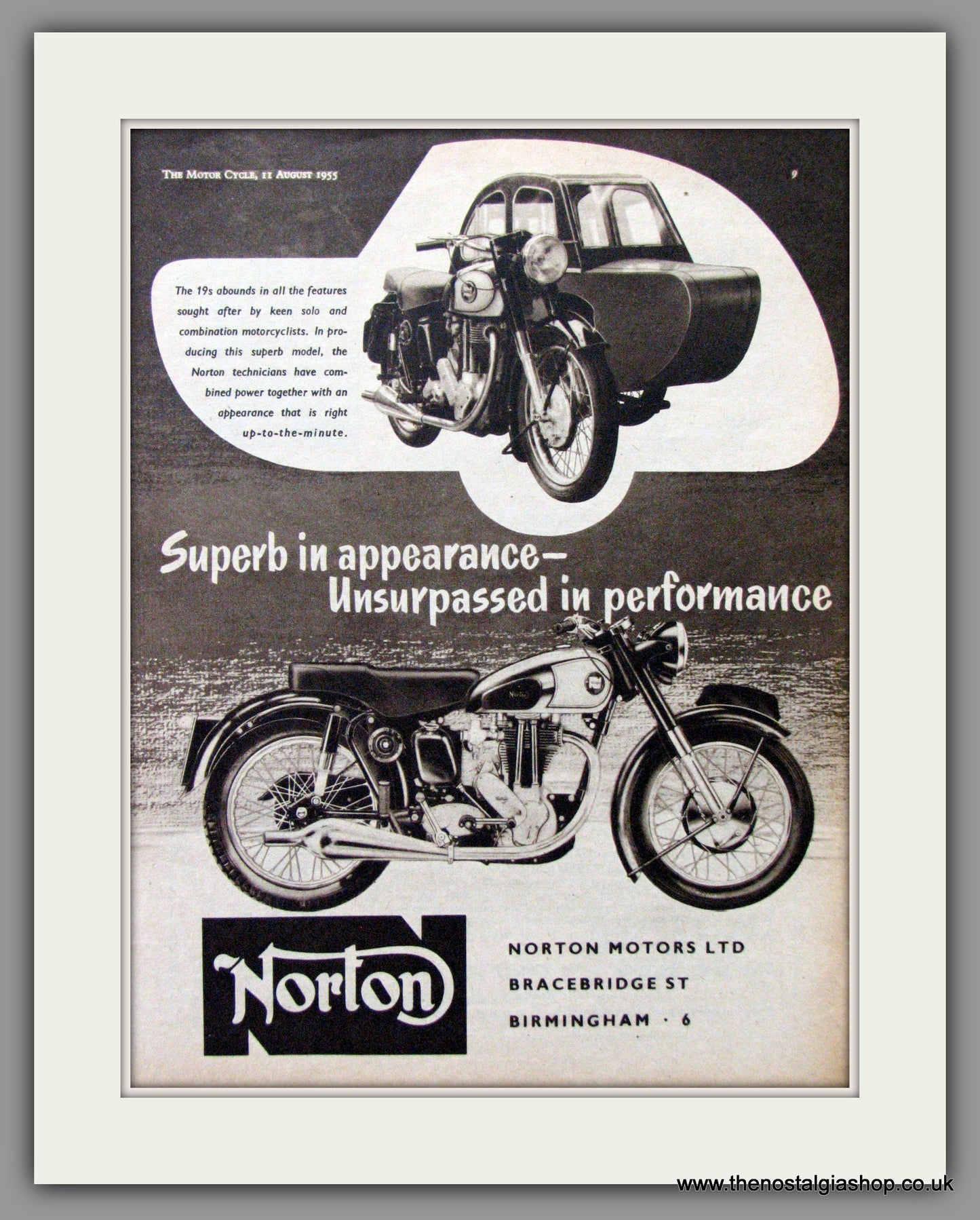 Norton 19S. Original Advert 1955 (ref AD52001)