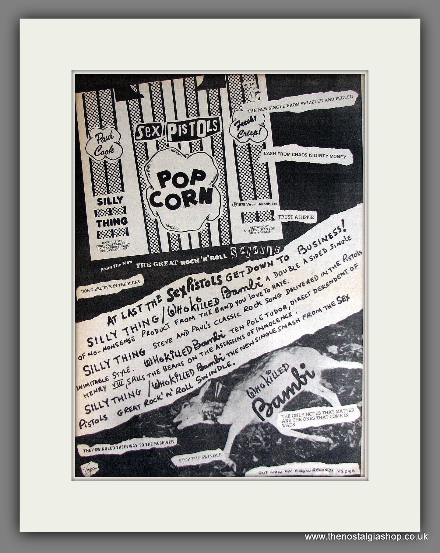 Sex Pistols. Who Killed Bambi/Silly Thing Vintage Advert 1979 (ref AD14110)