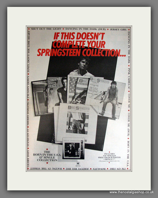 Bruce Springsteen. Songs From The Boss. Vintage Double Advert 1985 (ref AD14125)